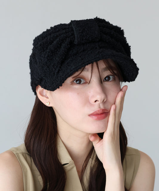 ビッグリボンモチーフボアキャップ