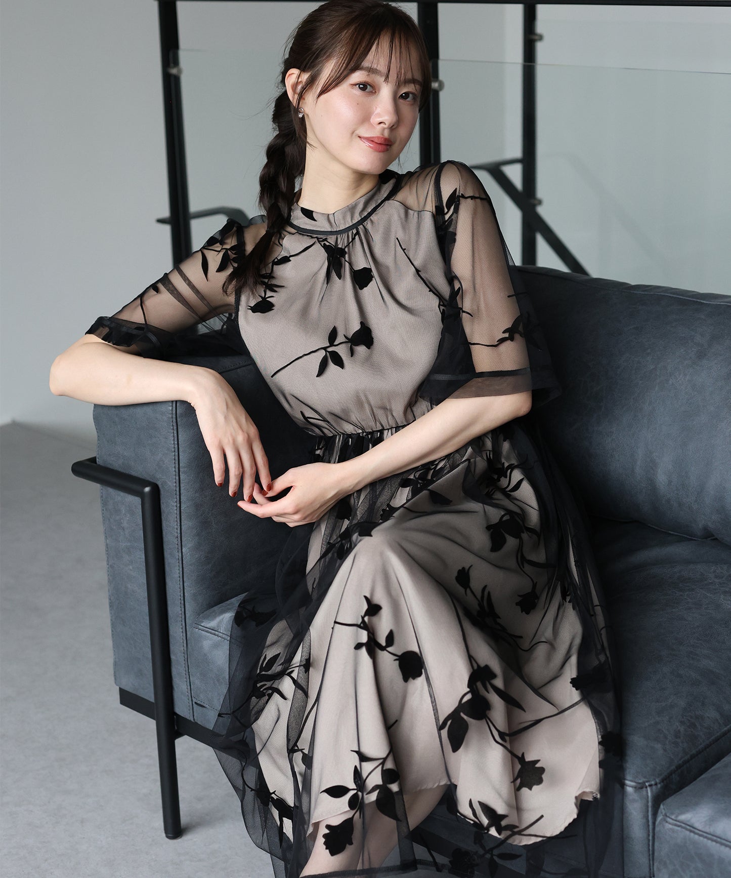 【TIME SALE】バックリボンレースパーティードレス