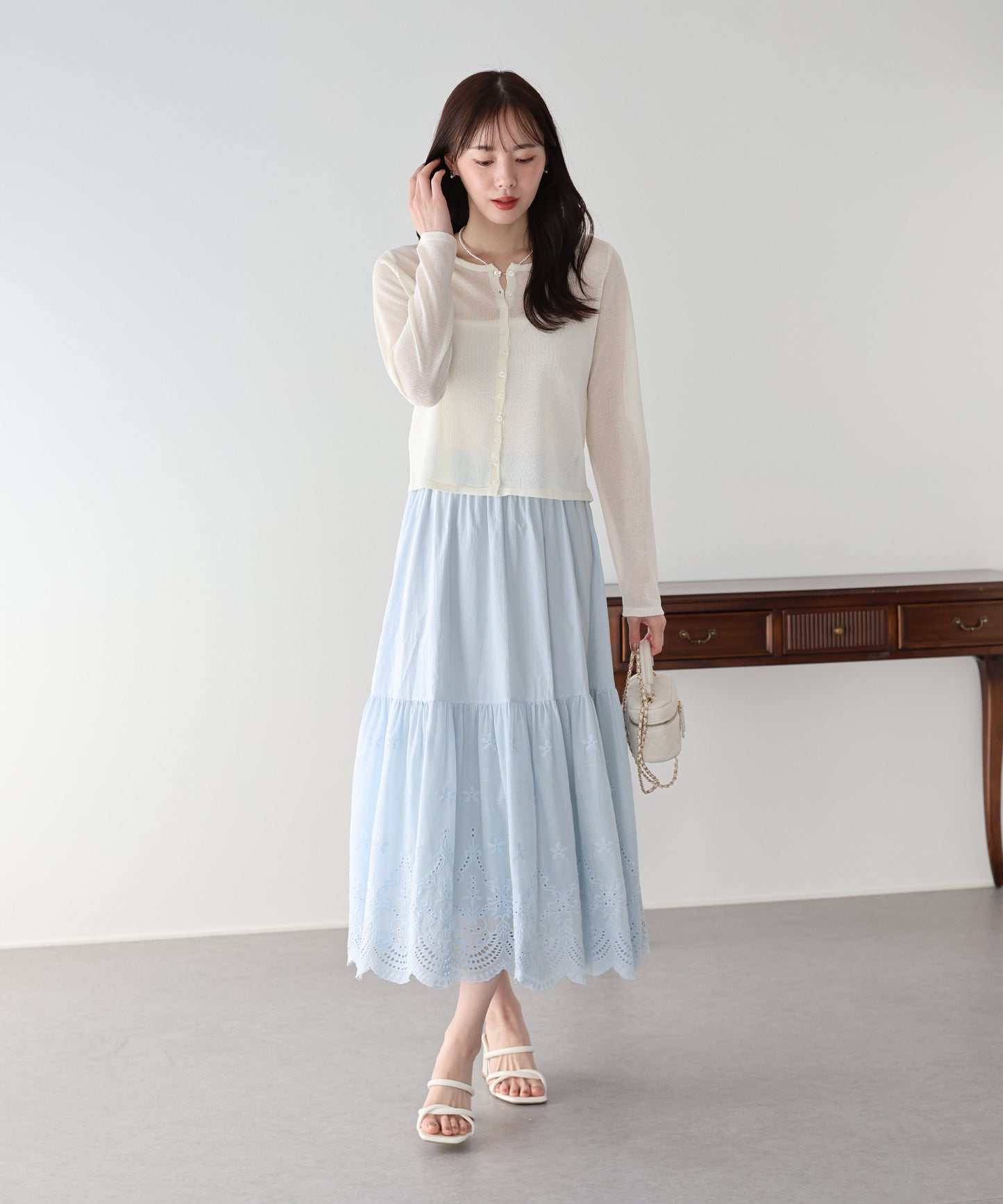 コットンレースティアードスカート