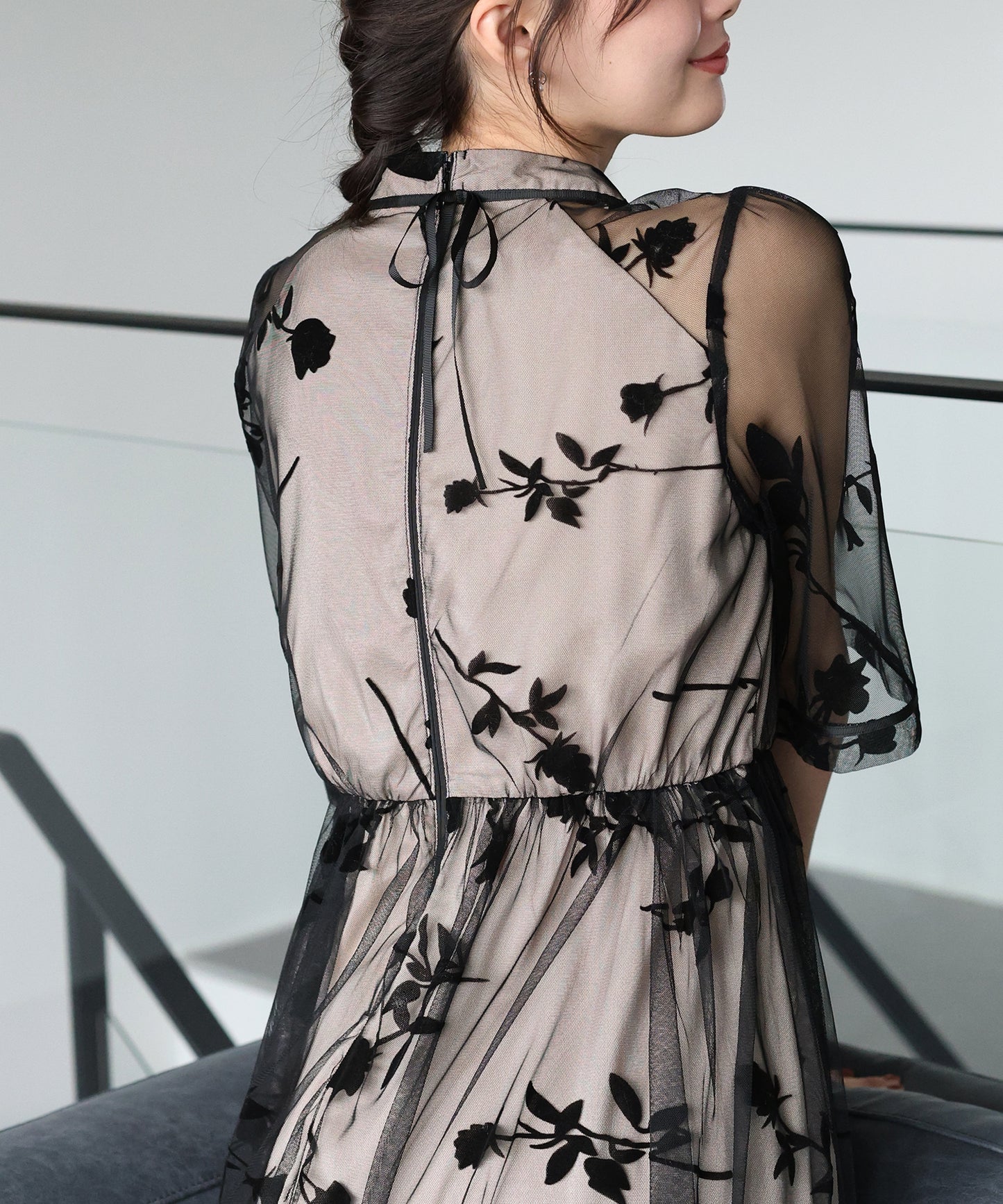 【TIME SALE】バックリボンレースパーティードレス