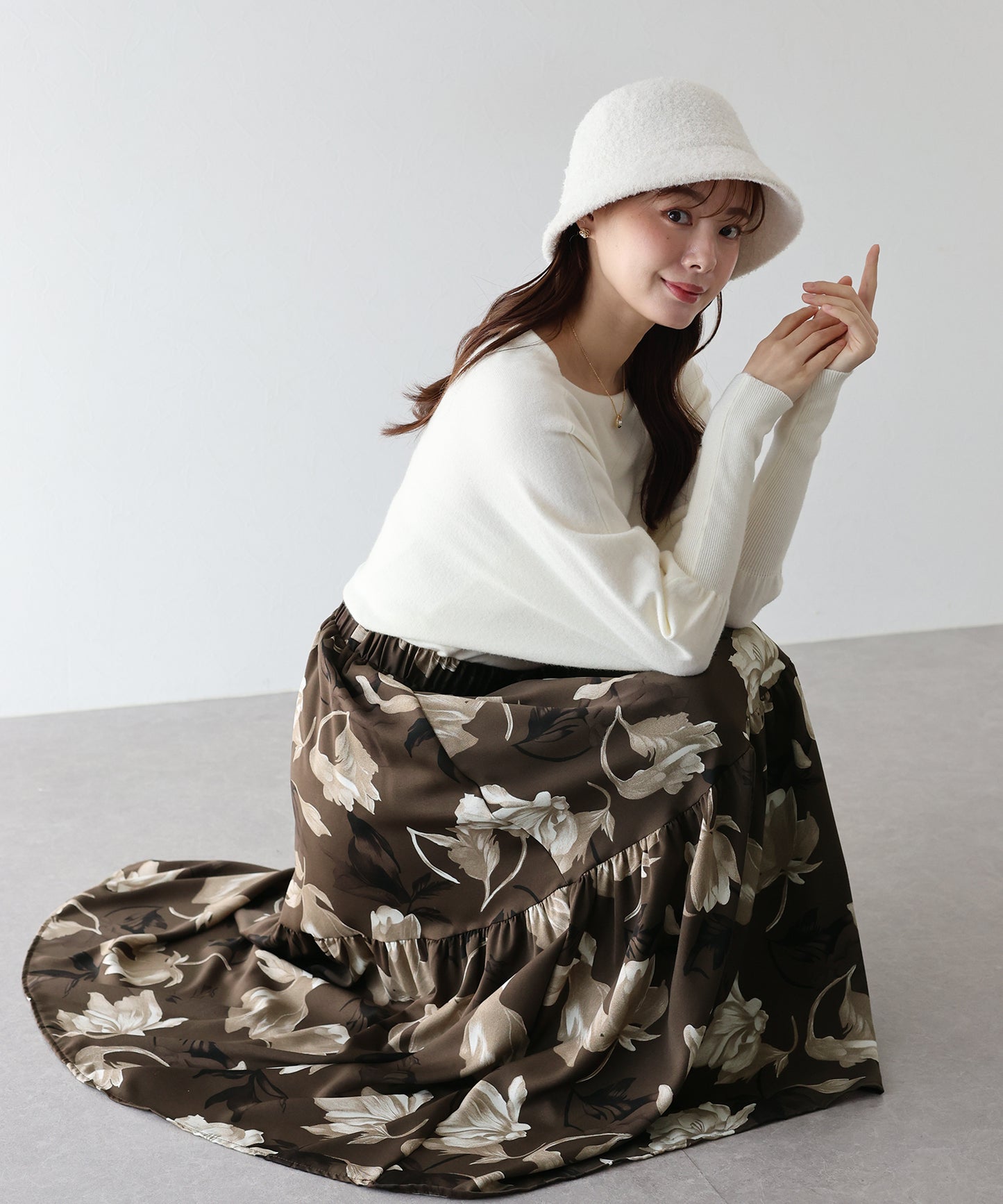 【早割5％OFF】フラワーティアードスカート