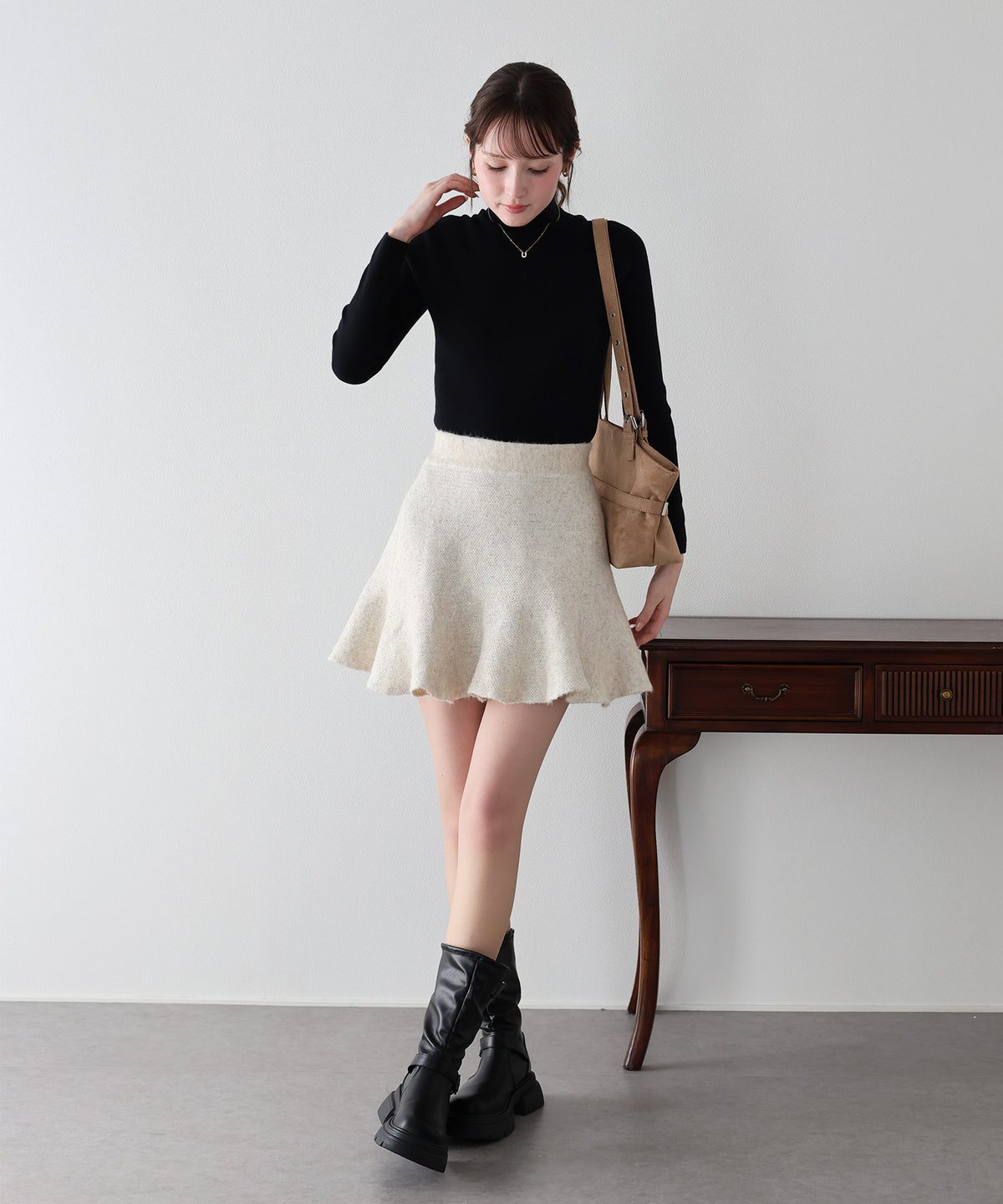【早割5％OFF】スパンコールニットミニスカート