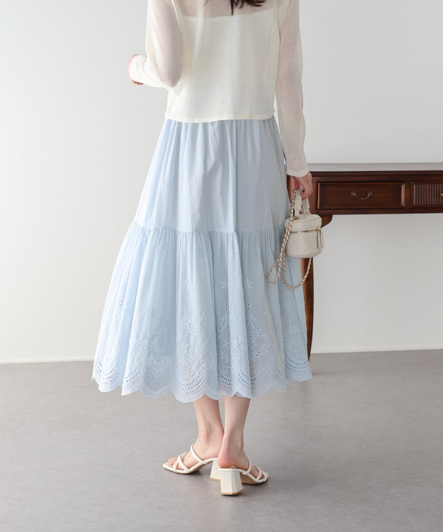 コットンレースティアードスカート