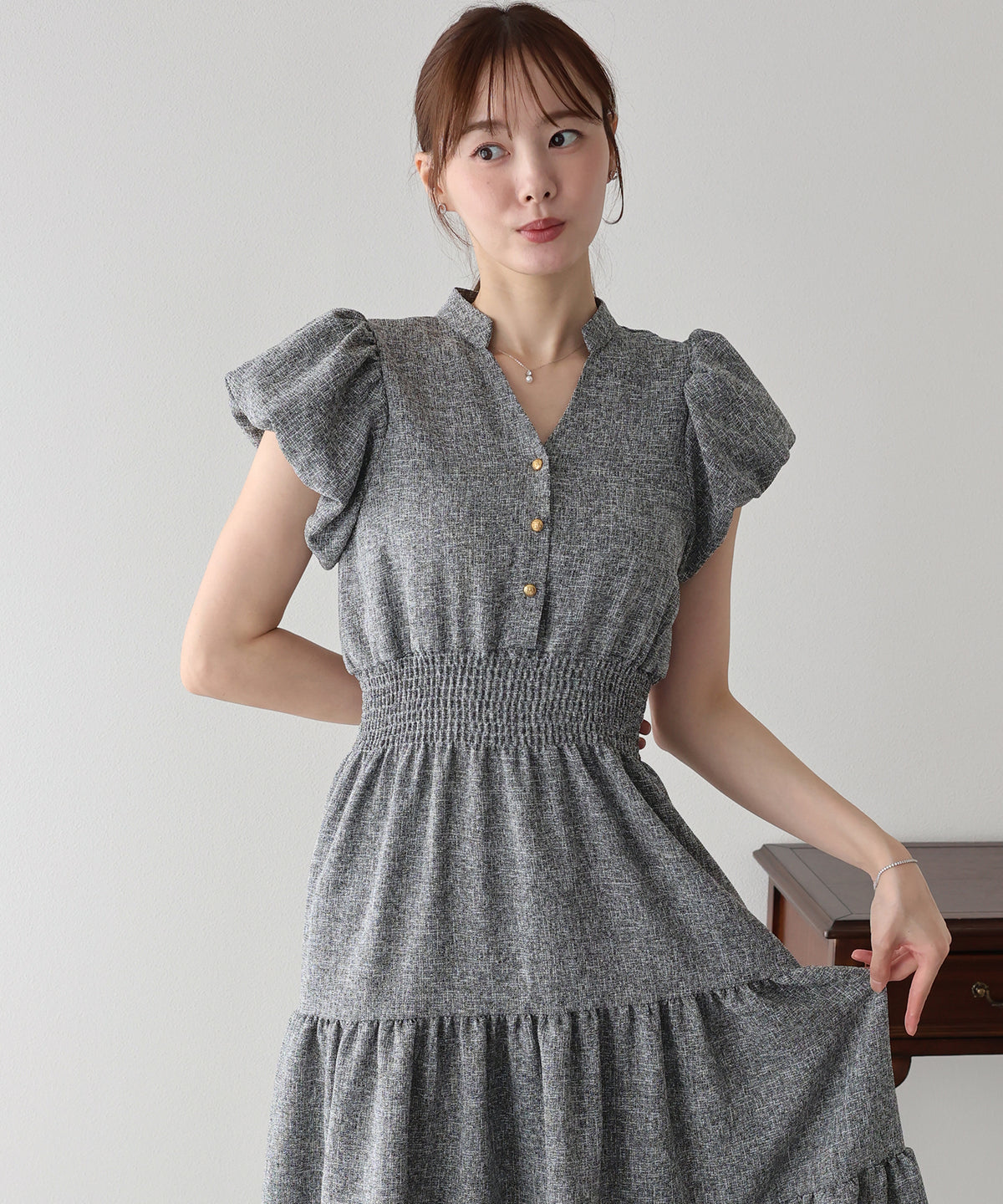 【早割5％OFF】バルーンスリーブツイードワンピース