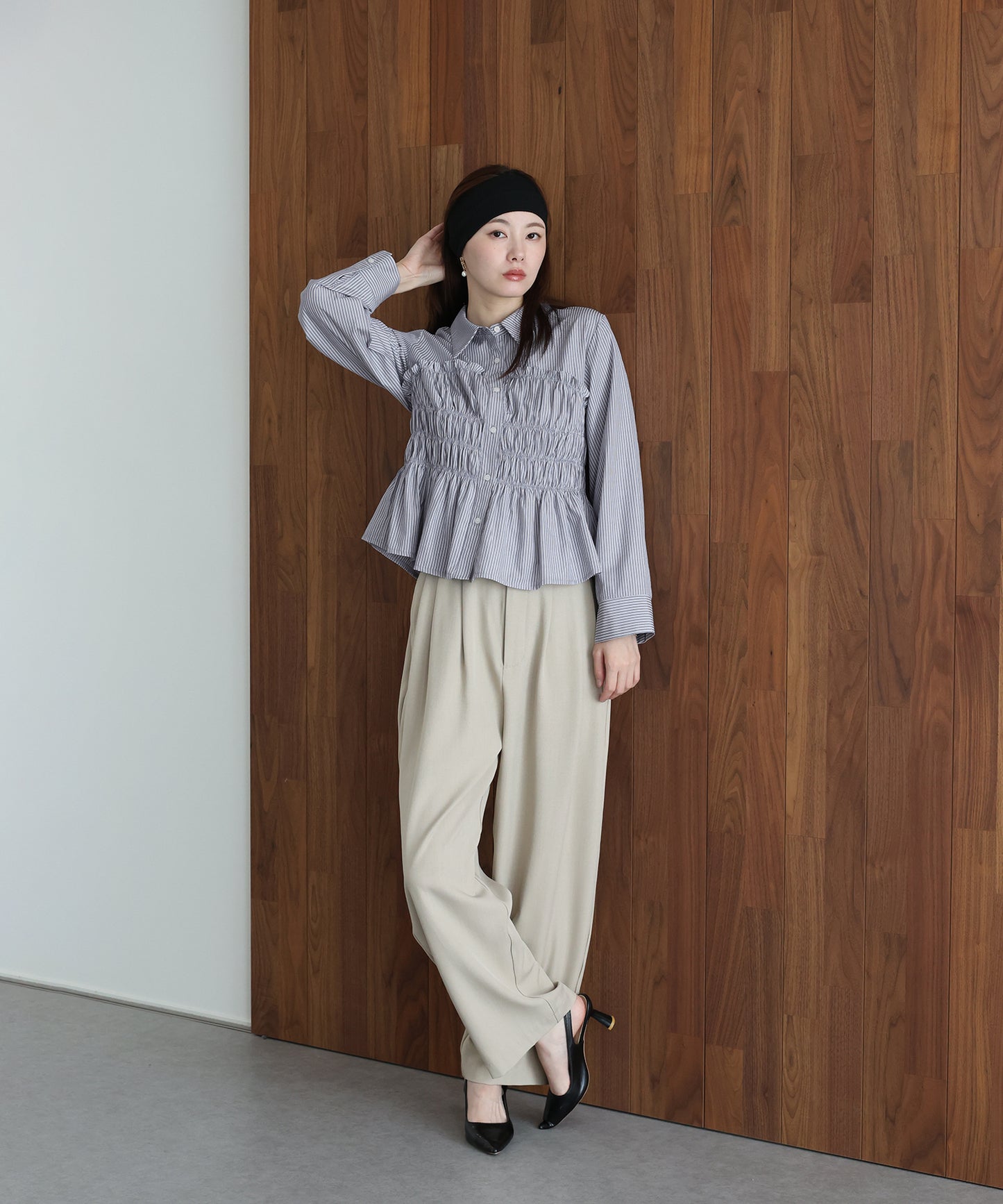 【早割5％OFF】ペプラムシャーリングシャツ
