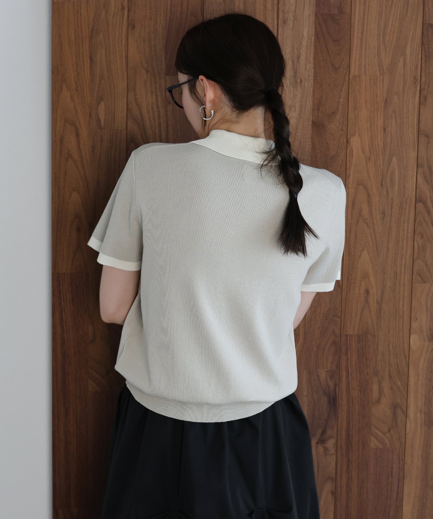 【早割5％OFF】ゴールドボタン配色ポロネックニット【メール便】