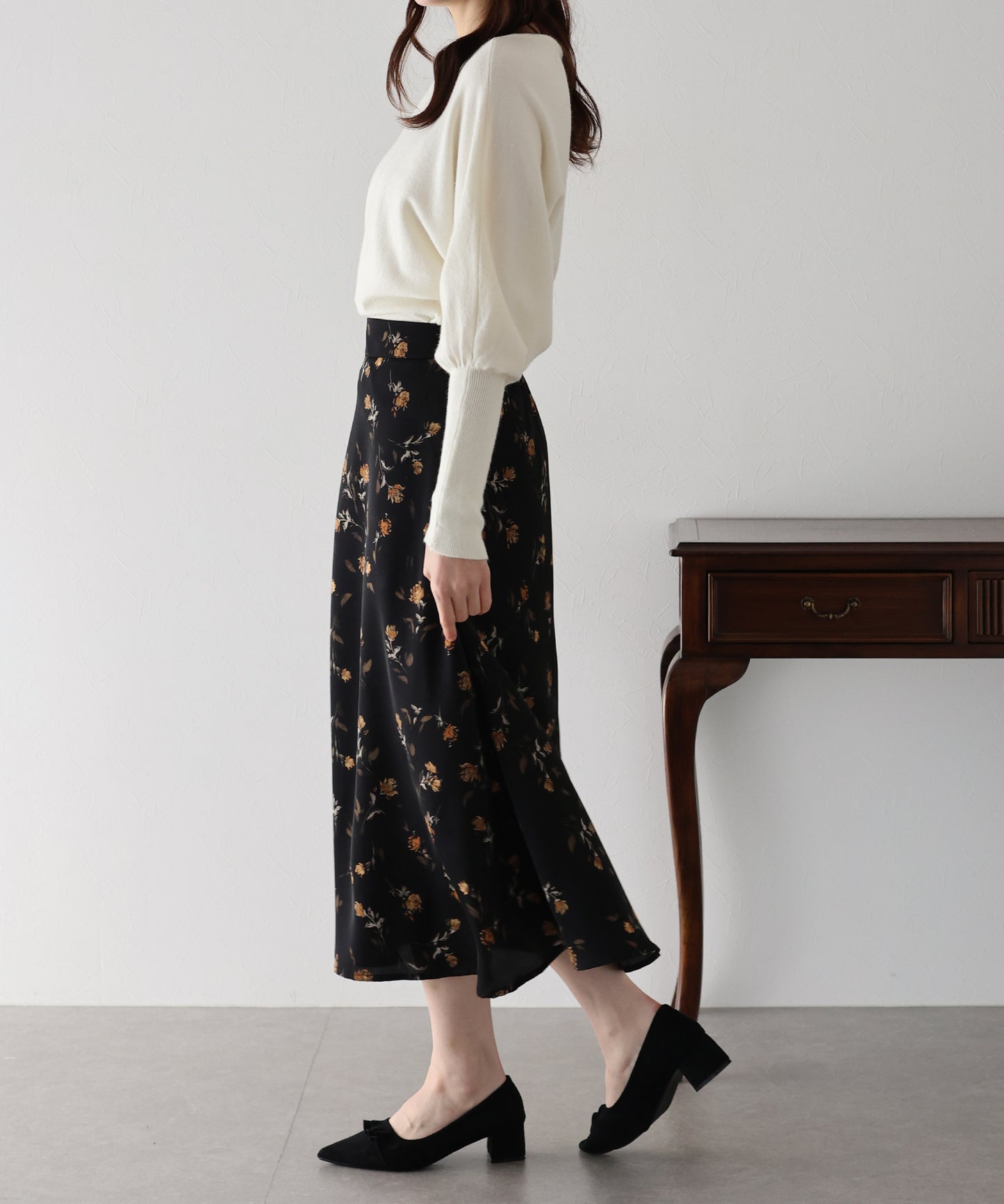 フラワープリント マーメイドスカート