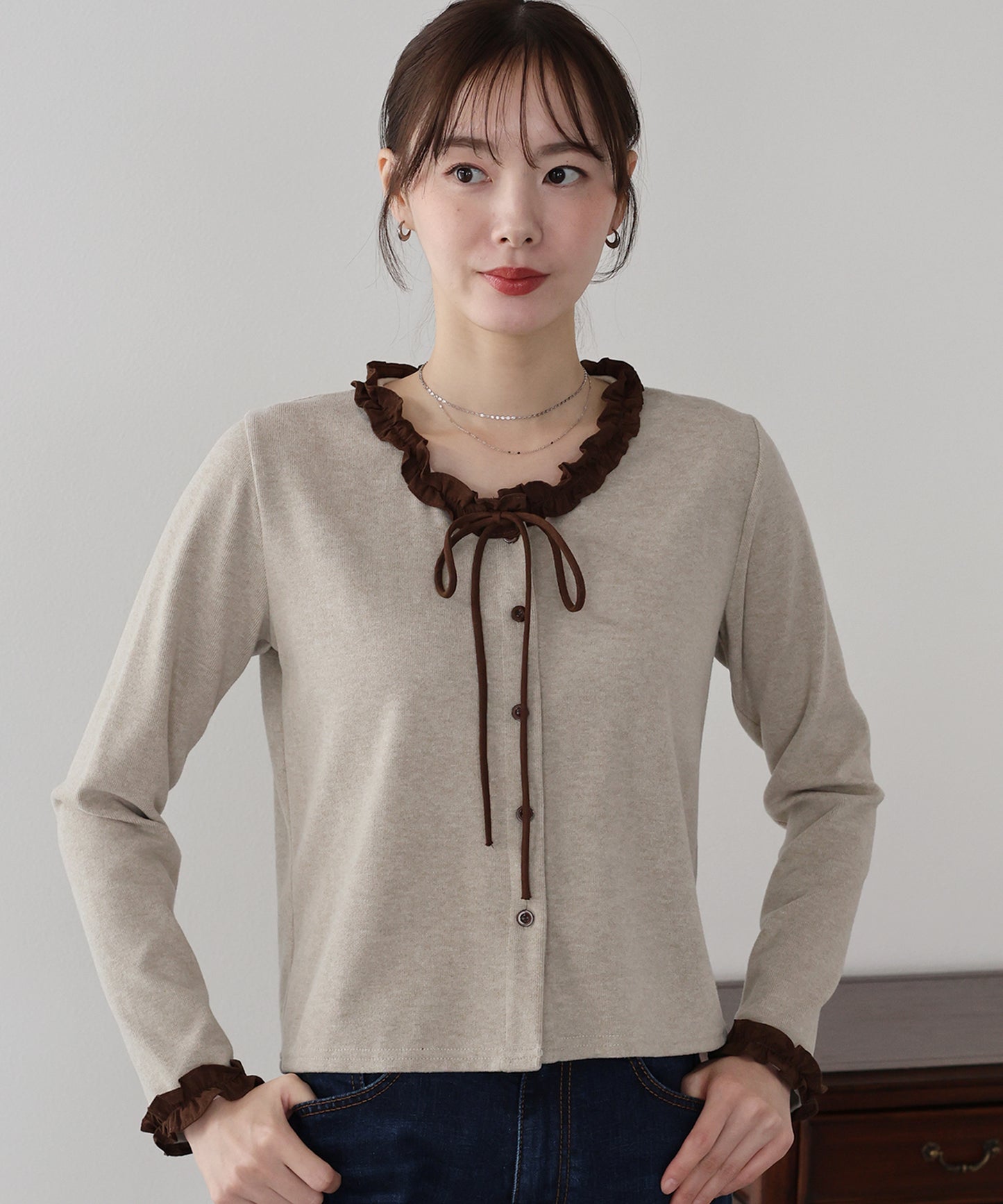 【早割5％OFF】フリルドッキングニット