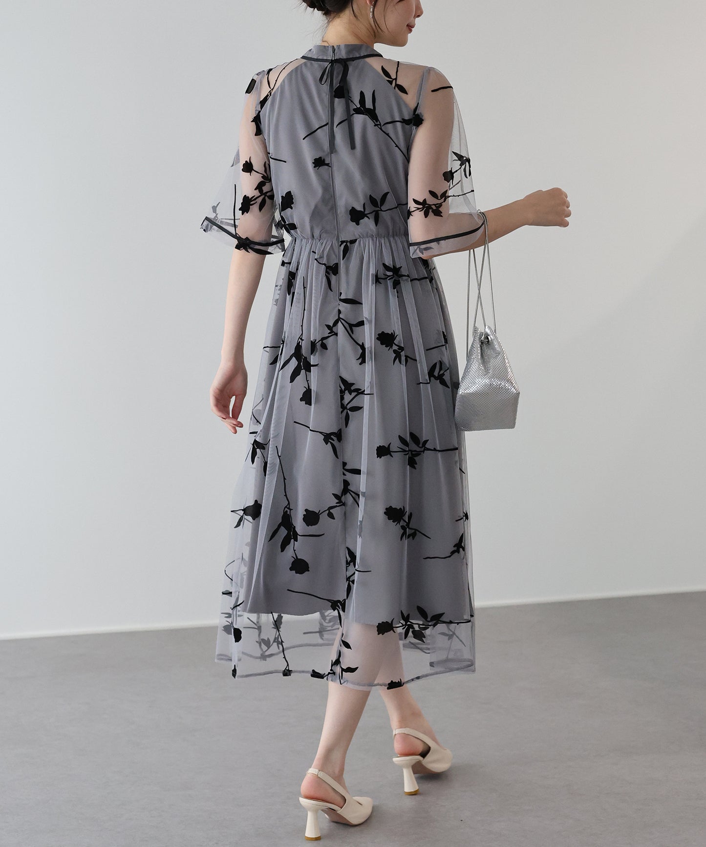 【TIME SALE】バックリボンレースパーティードレス