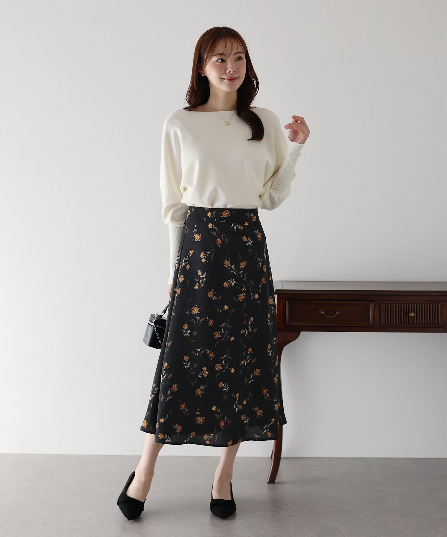 フラワープリント マーメイドスカート