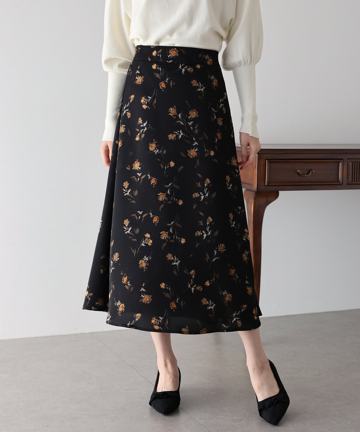 フラワープリント マーメイドスカート