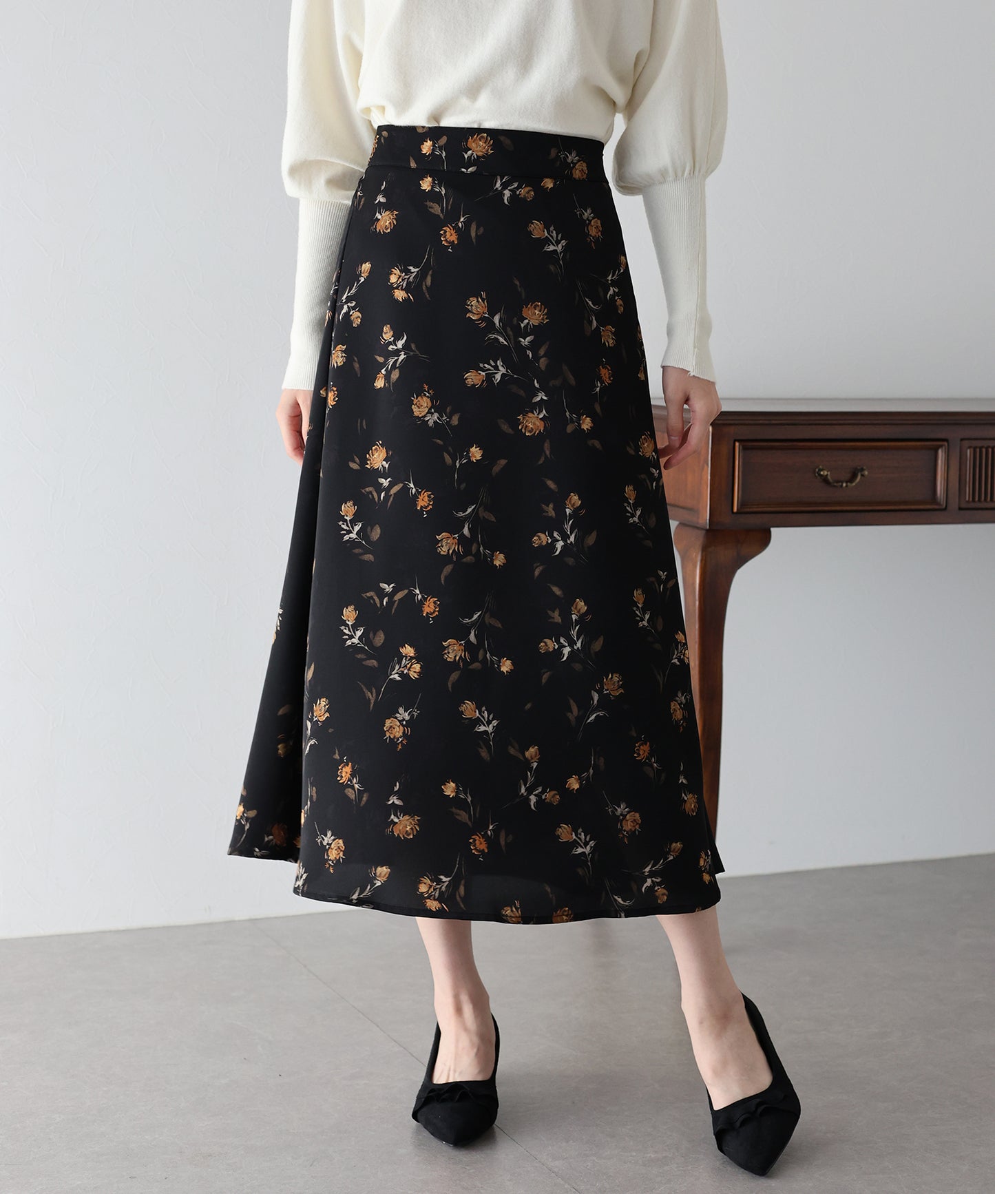 【早割5％OFF】フラワープリント マーメイドスカート