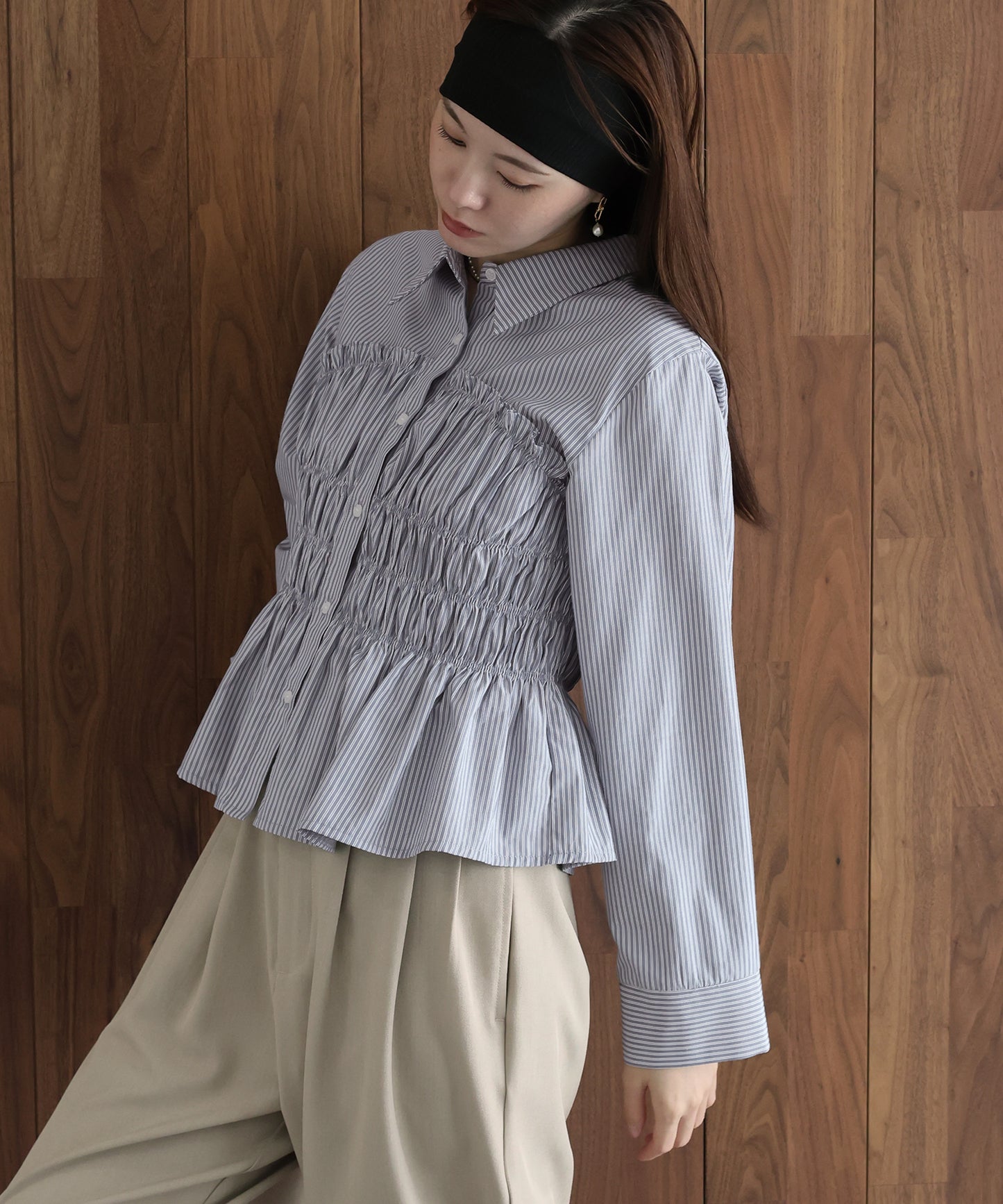【早割5％OFF】ペプラムシャーリングシャツ