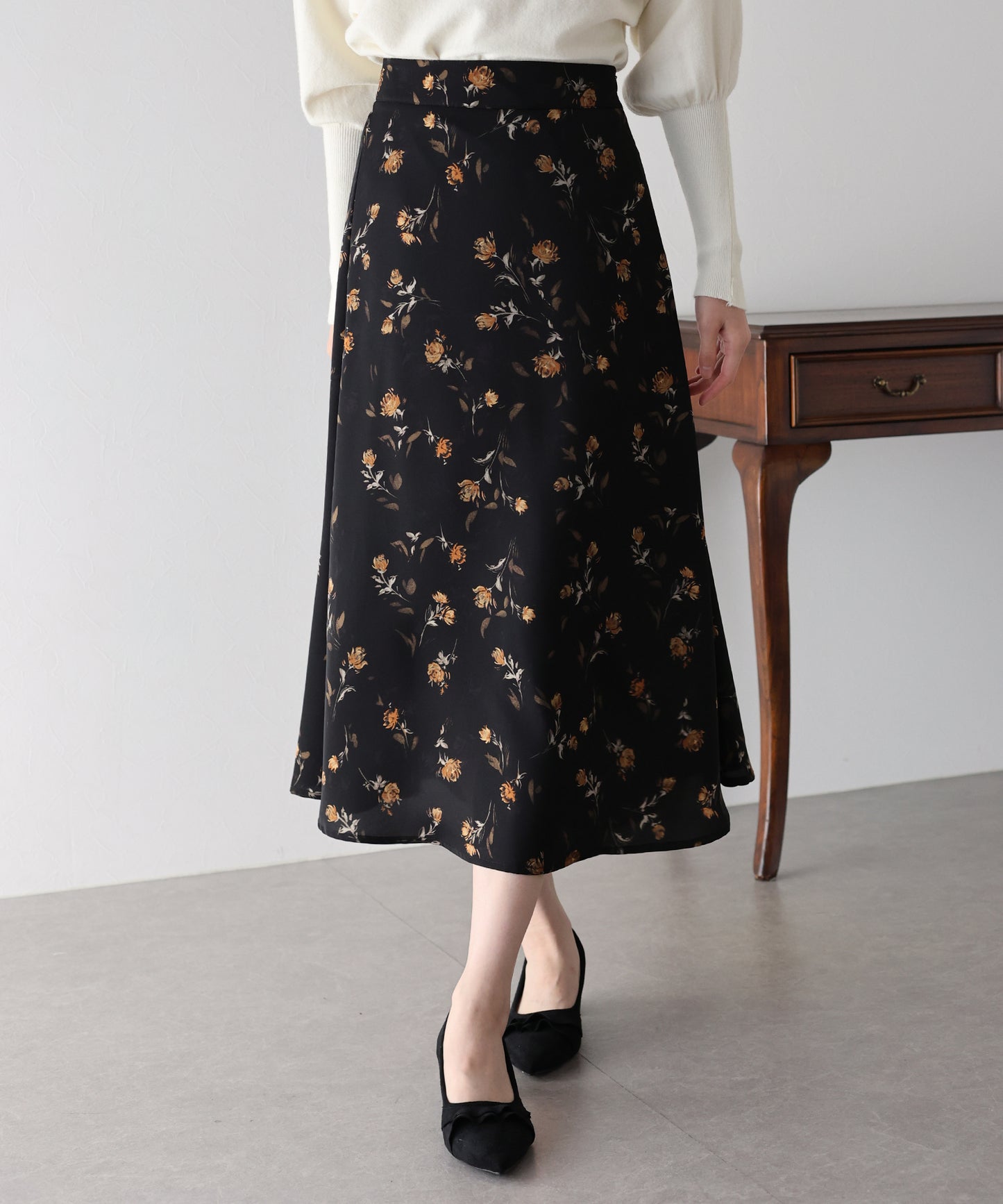 フラワープリント マーメイドスカート