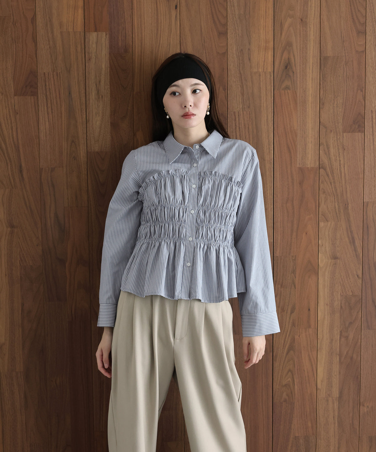 ペプラムシャーリングシャツ