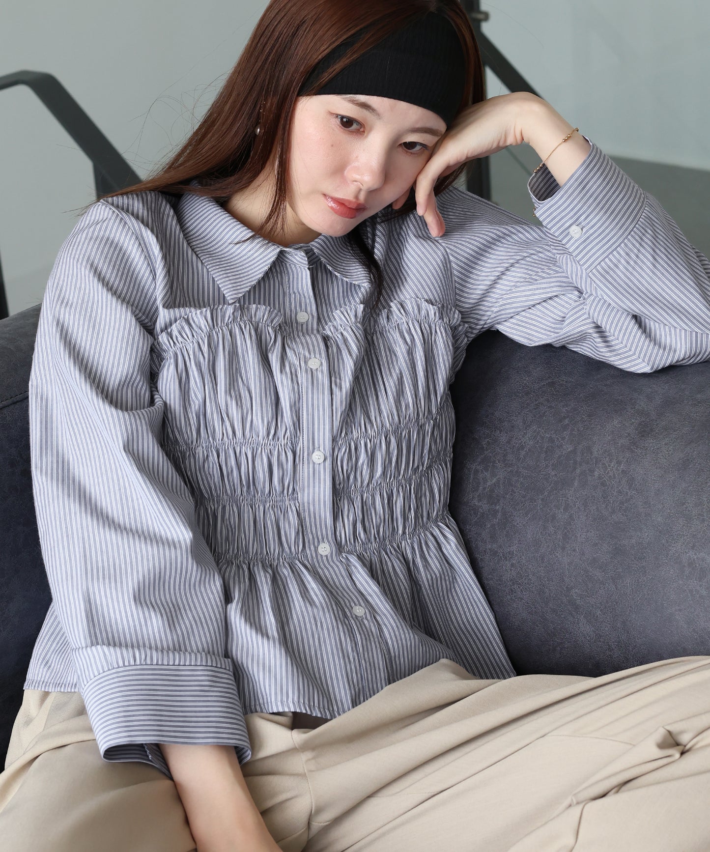 【早割5％OFF】ペプラムシャーリングシャツ