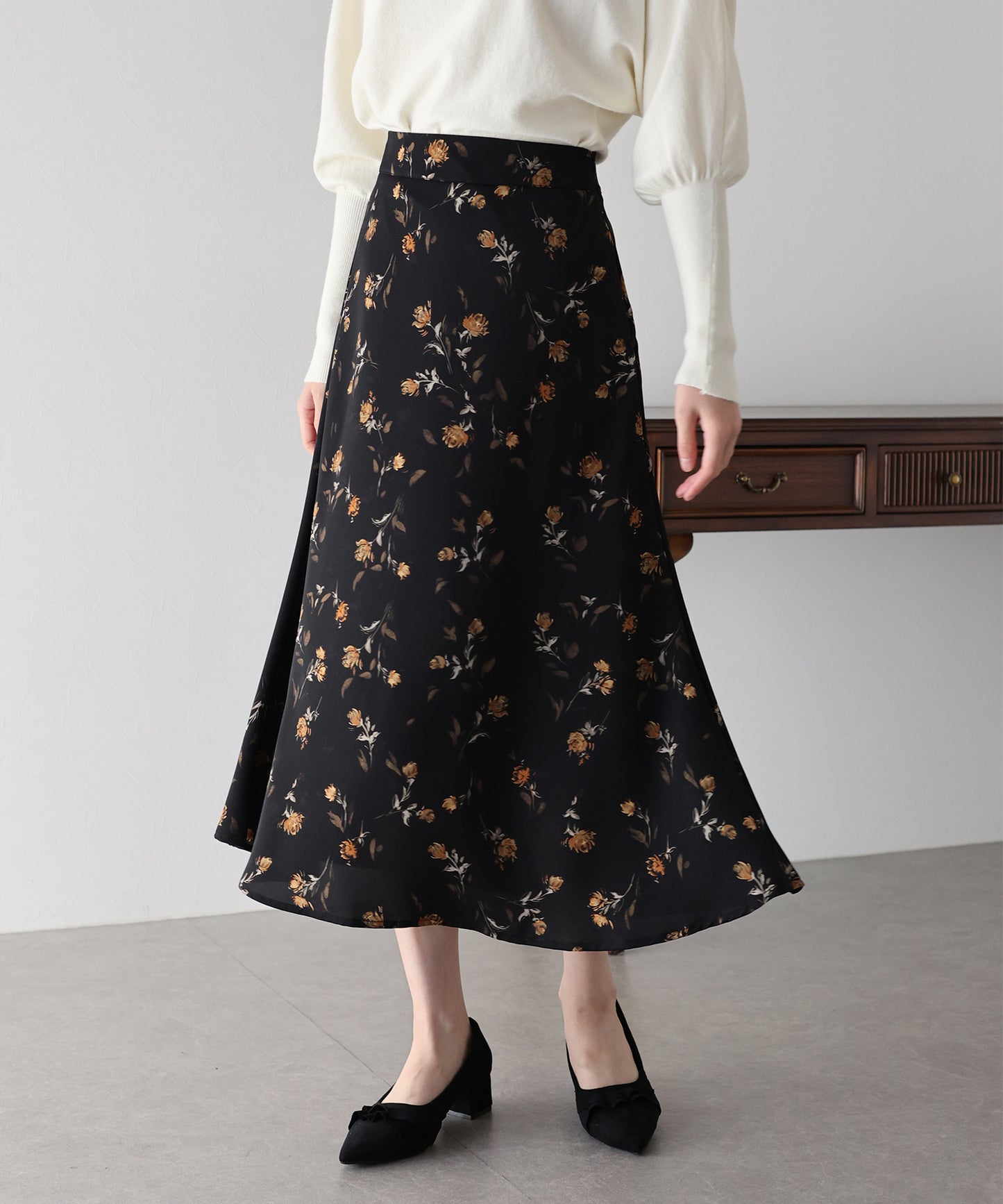 フラワープリント マーメイドスカート