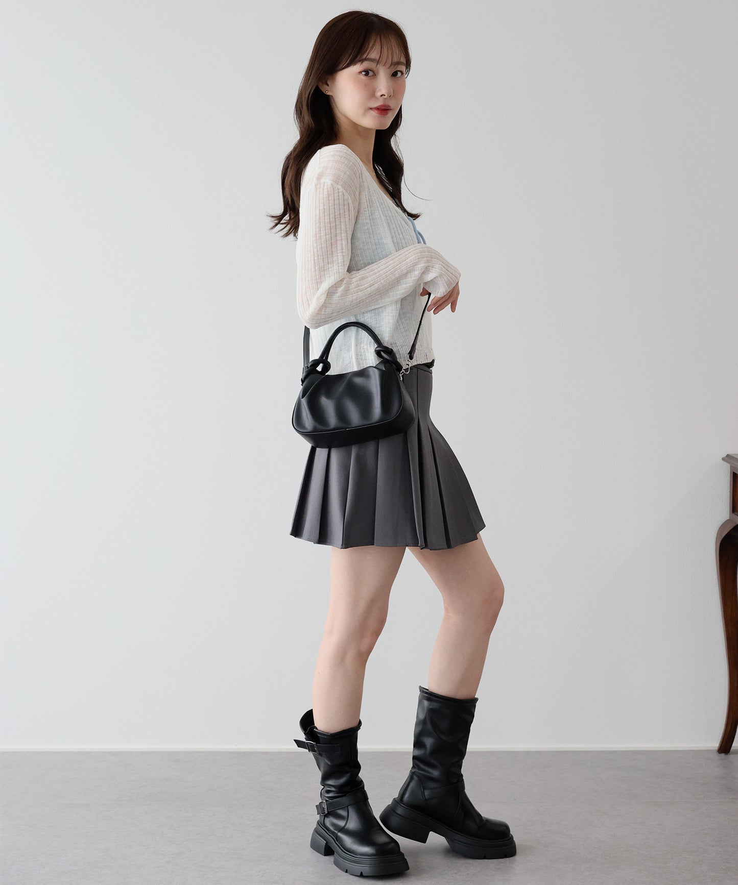 2wayラウンドコンパクトハンドバッグ