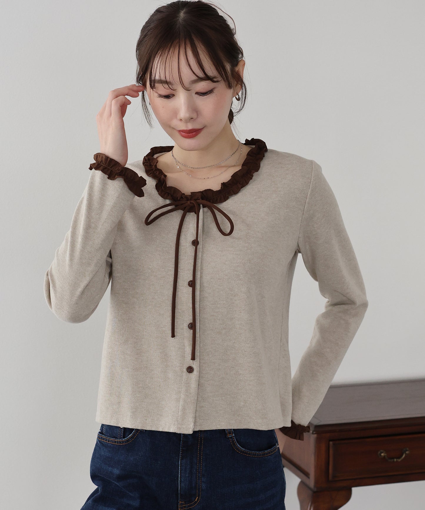 【早割5％OFF】フリルドッキングニット