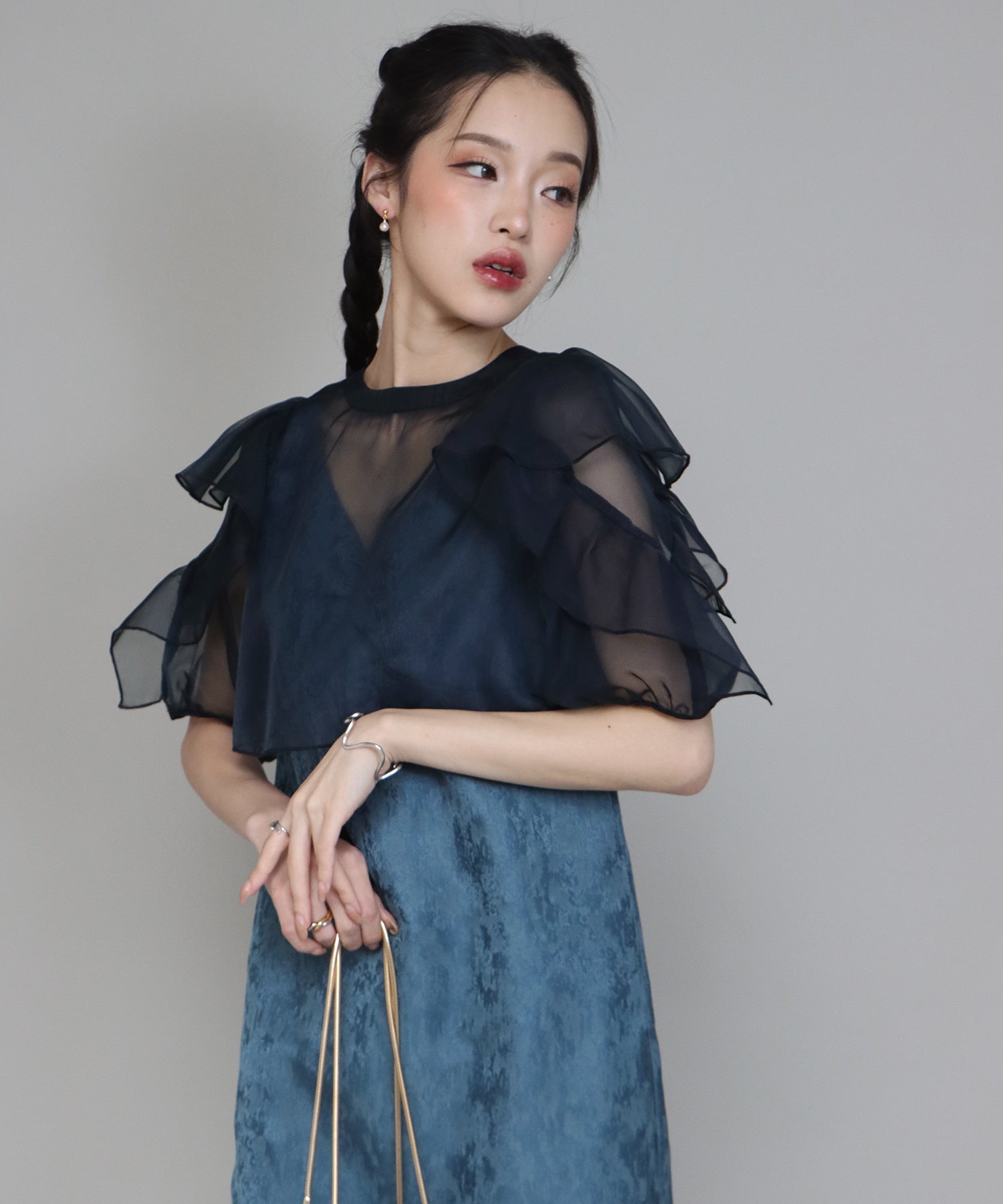 【leur logette/anatelier】日本製ジャガードワンピース（S）