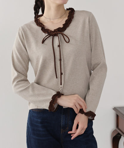 【早割5％OFF】フリルドッキングニット