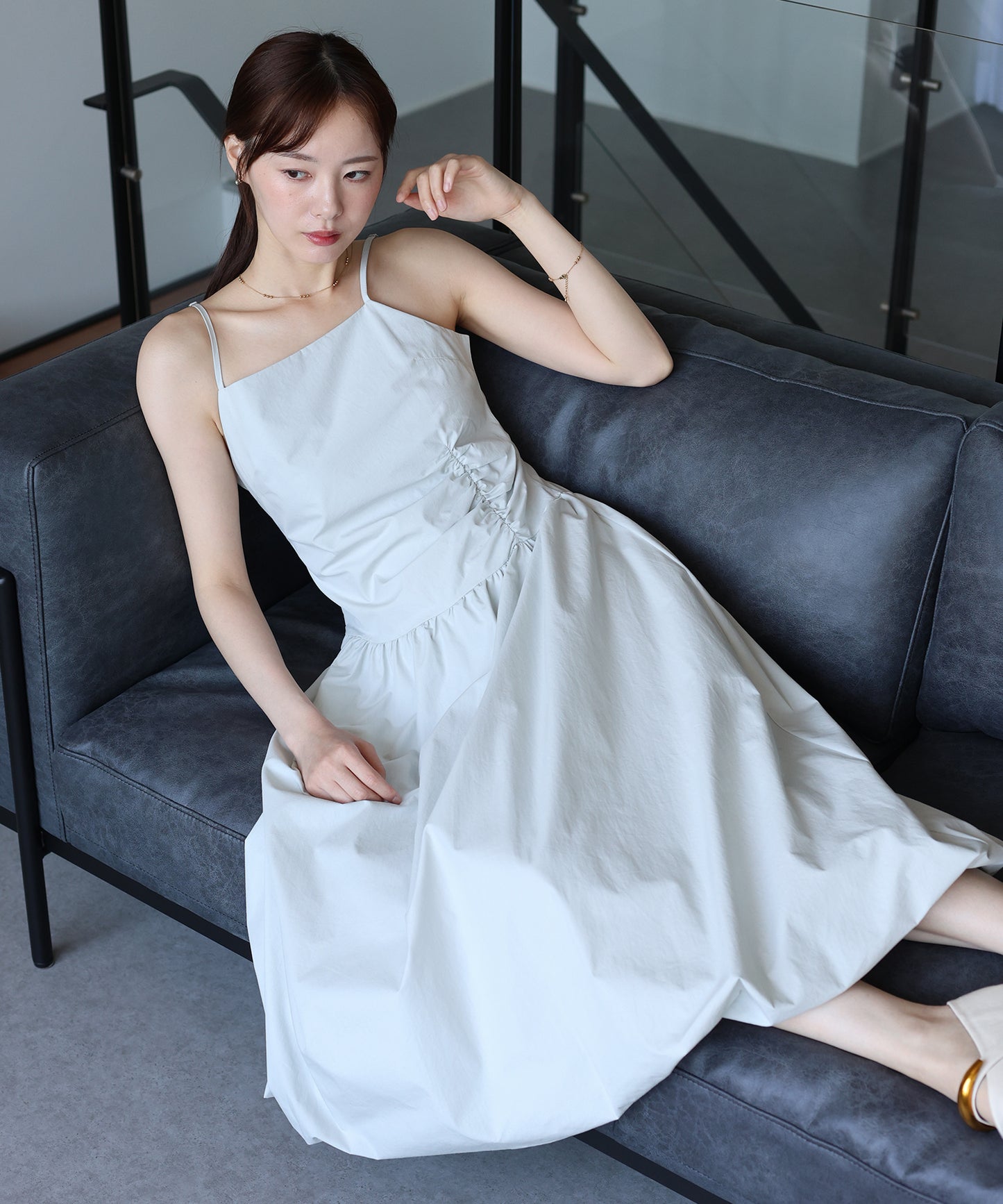 【早割5％OFF】サイドギャザーバルーンキャミワンピース