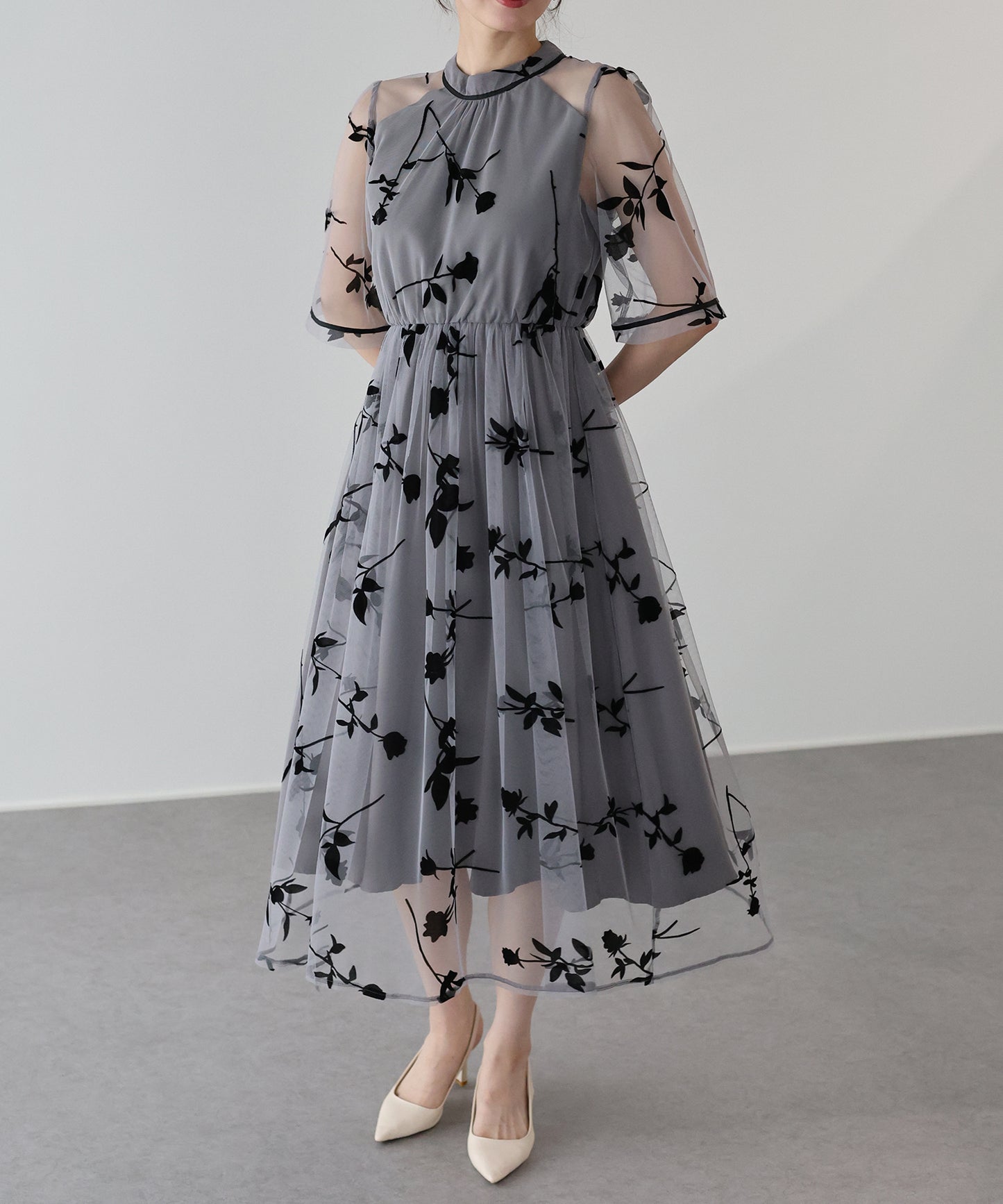 【TIME SALE】バックリボンレースパーティードレス