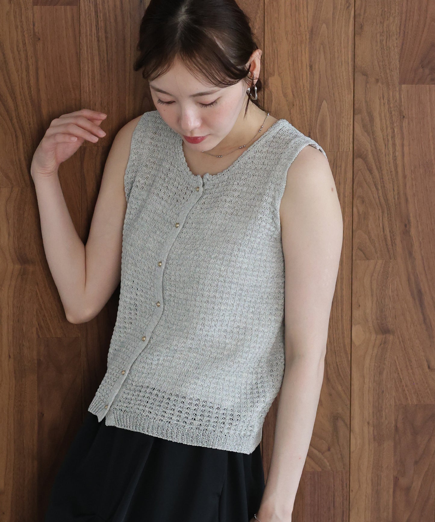 ゴールドボタンニットベスト【メール便】