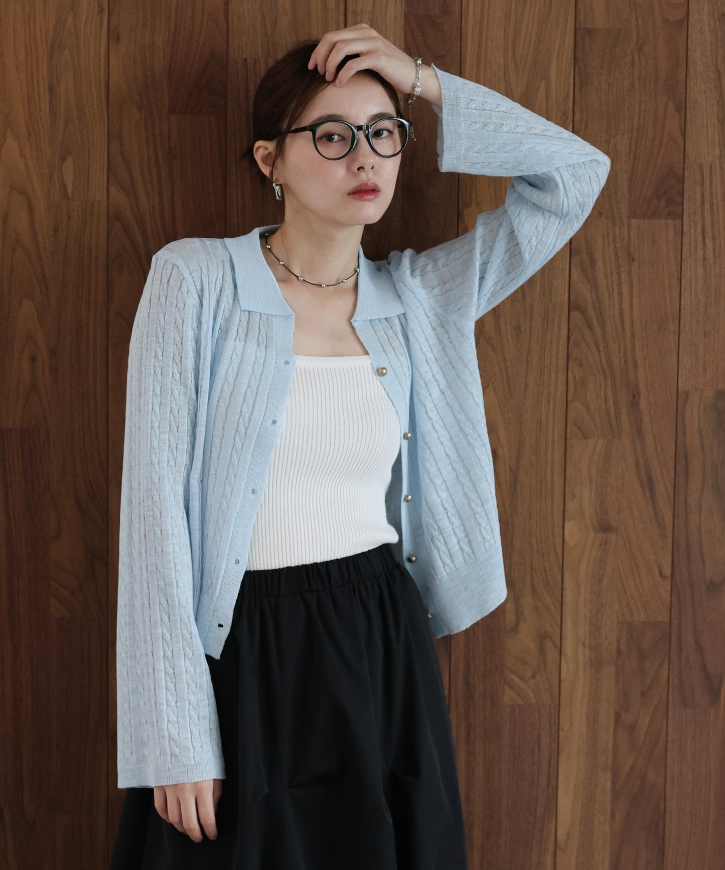 【早割5％OFF】シアーケーブルニットカーディガン