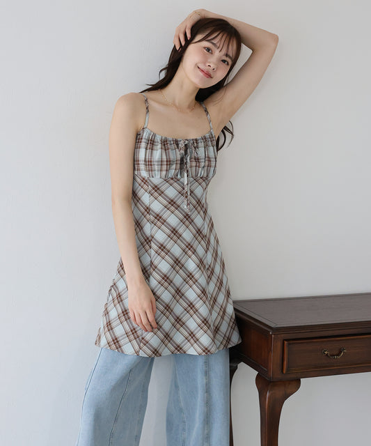 【SALE】チェックキャミワンピース