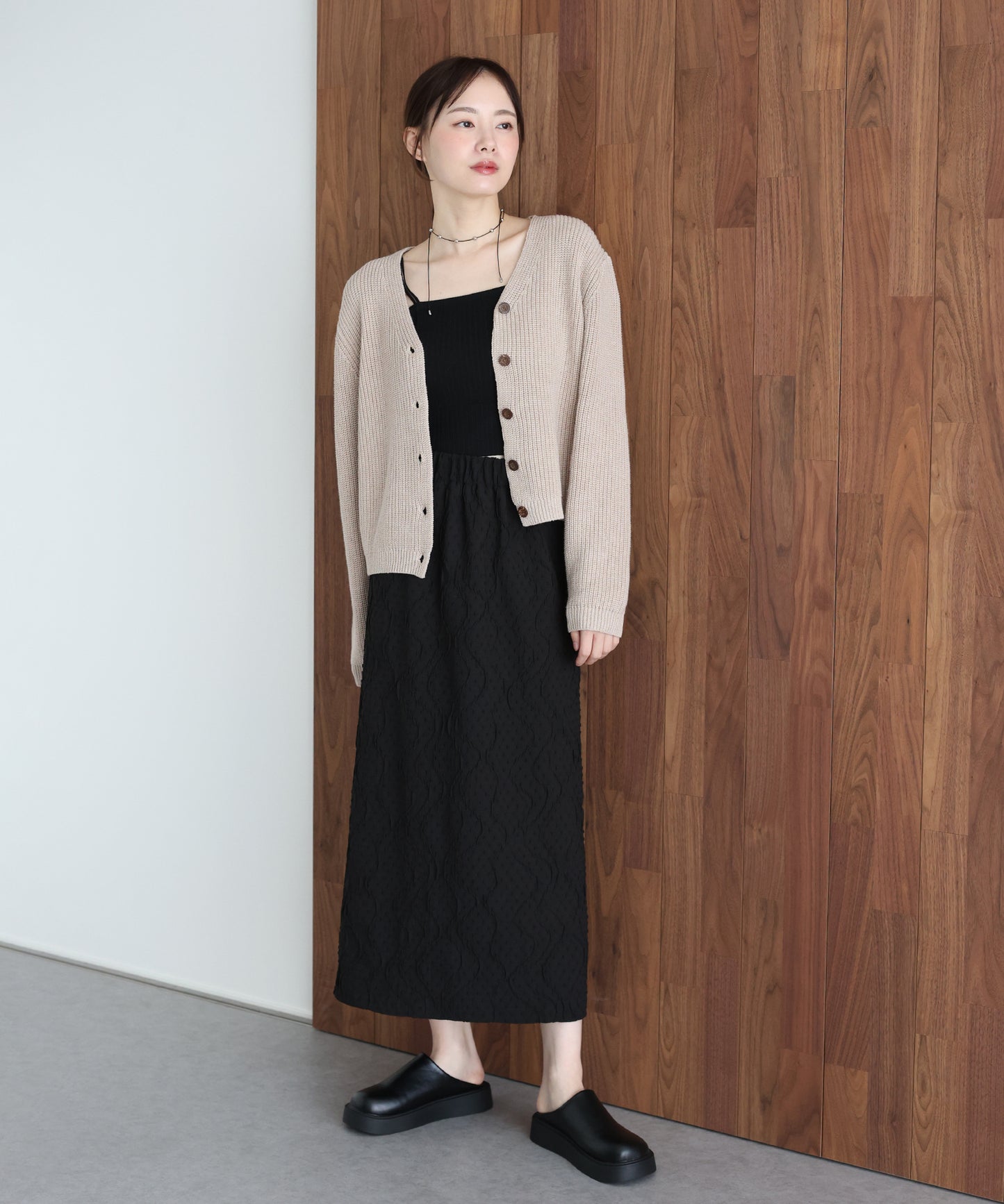 スラブニットＶネックカーディガン