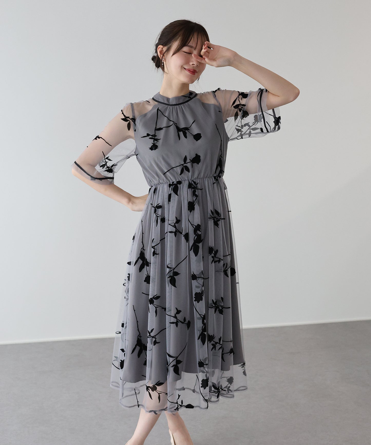 【TIME SALE】バックリボンレースパーティードレス