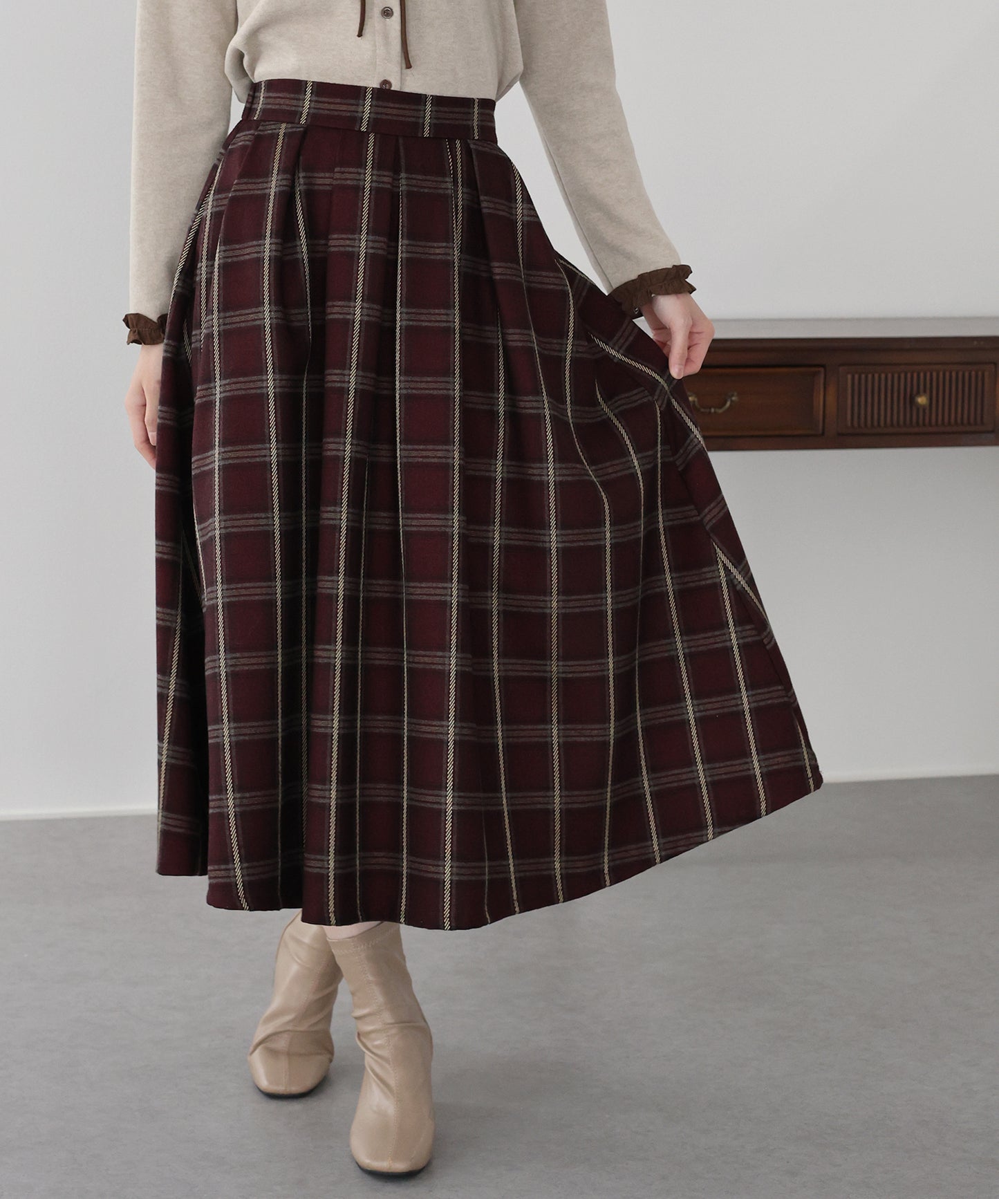 丈が選べるチェックロングスカート