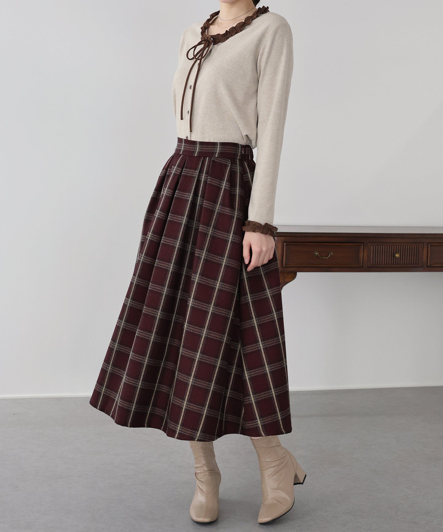 丈が選べるチェックロングスカート