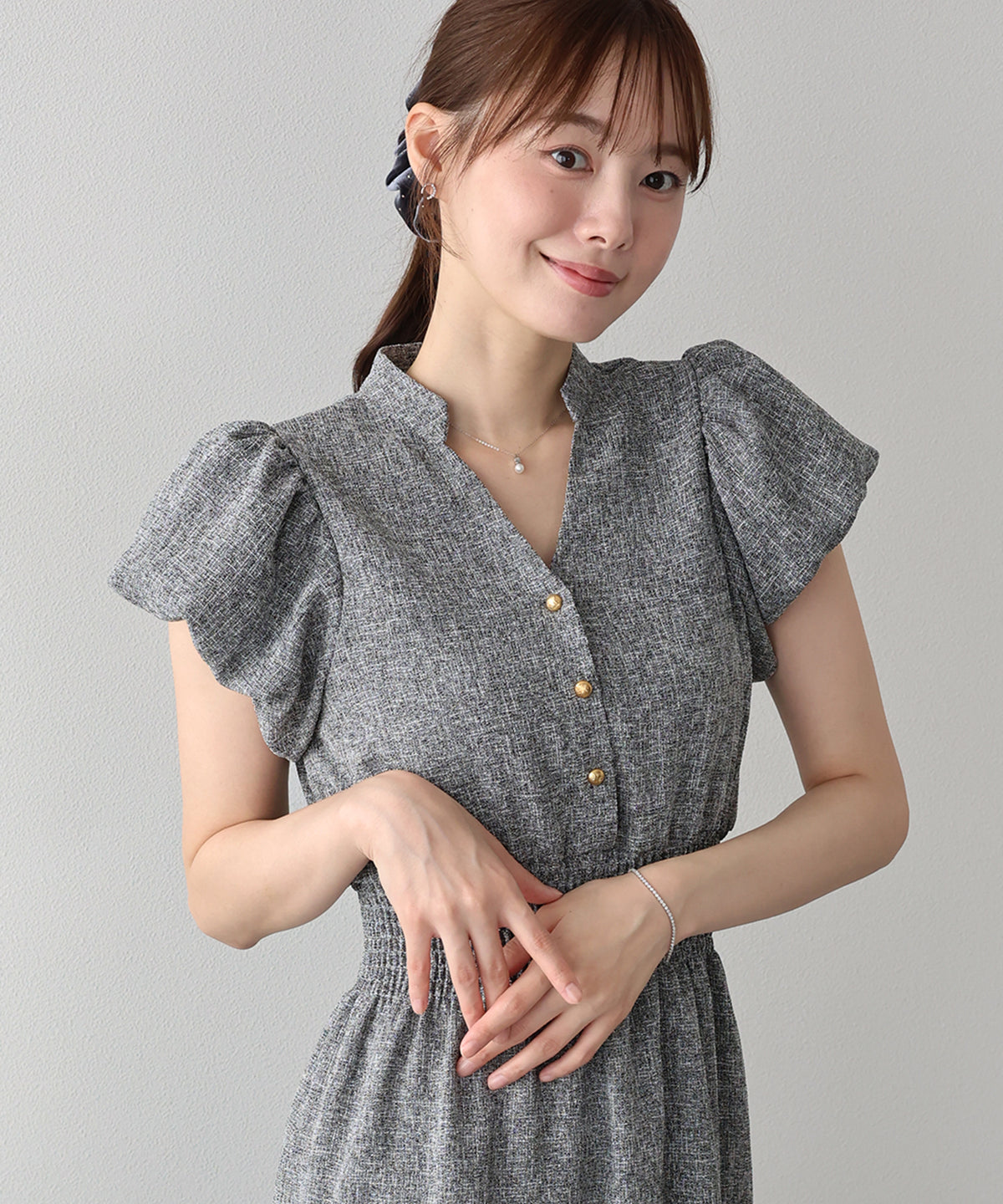 【早割5％OFF】バルーンスリーブツイードワンピース