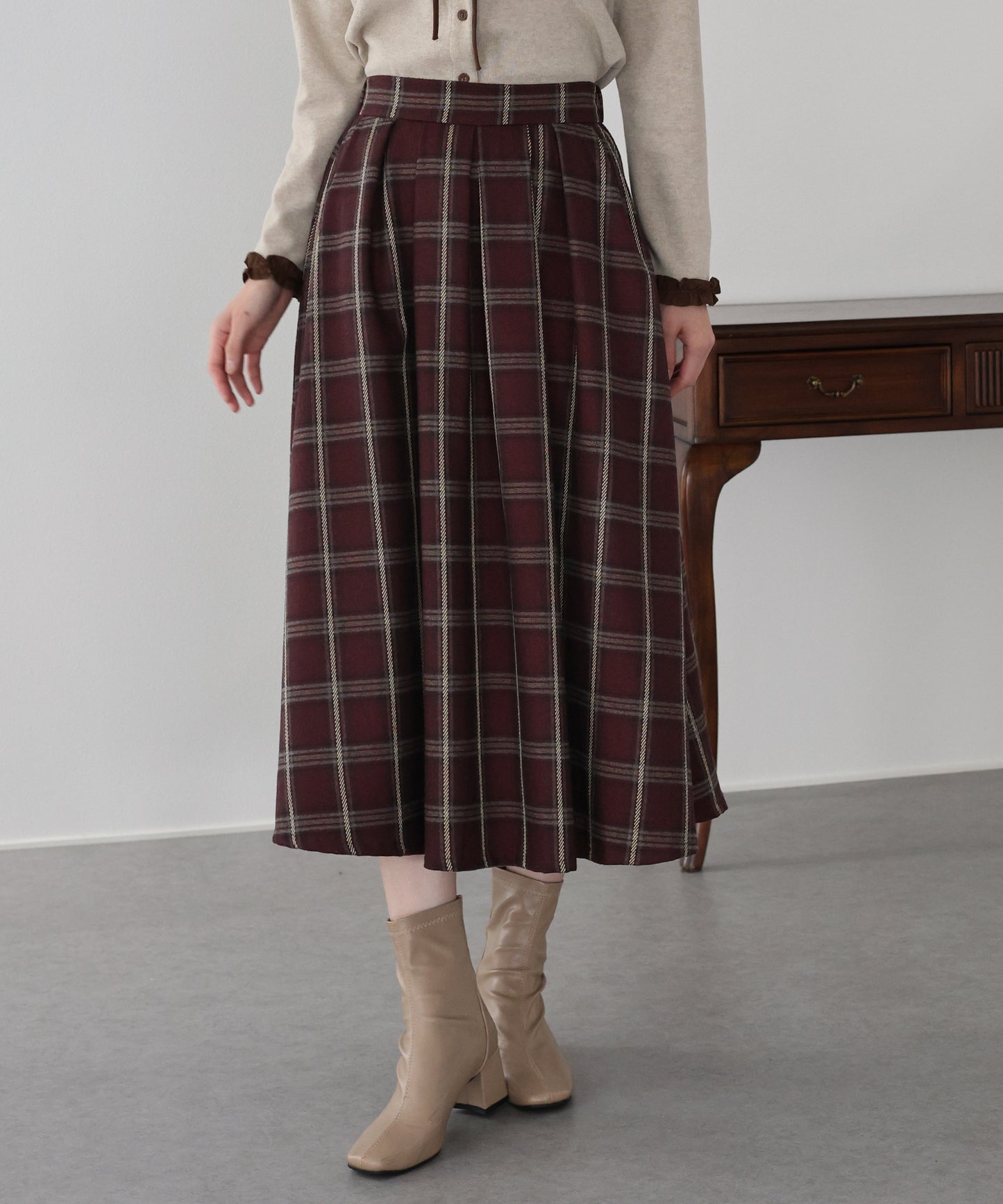丈が選べるチェックロングスカート