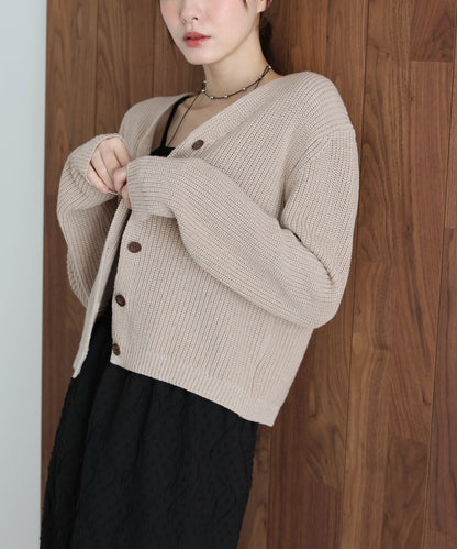 【SALE】スラブニットＶネックカーディガン
