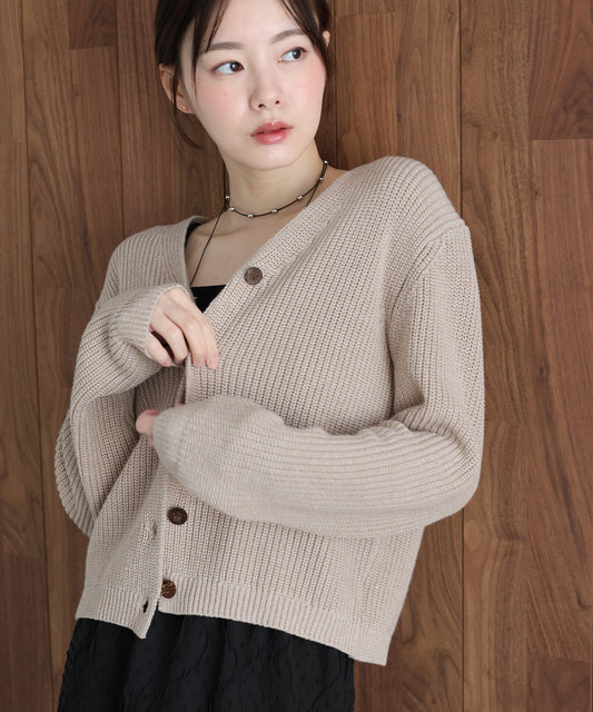 スラブニットＶネックカーディガン