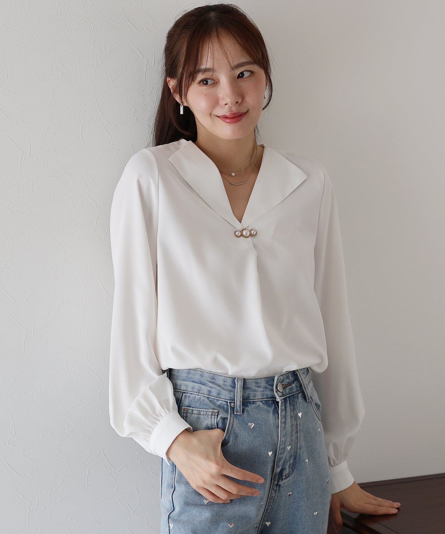 パールモチーフブラウス【ネコポス】