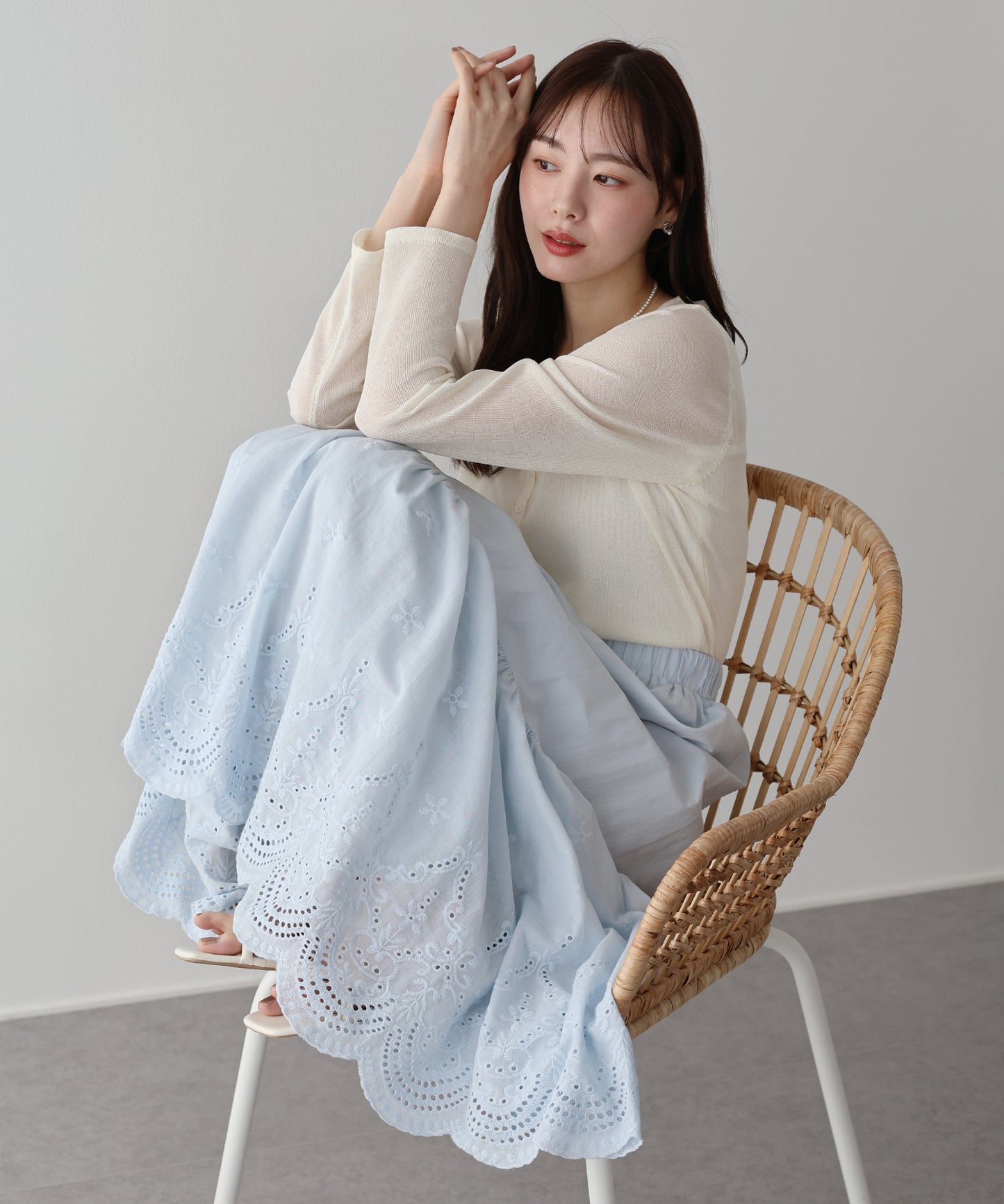 コットンレースティアードスカート