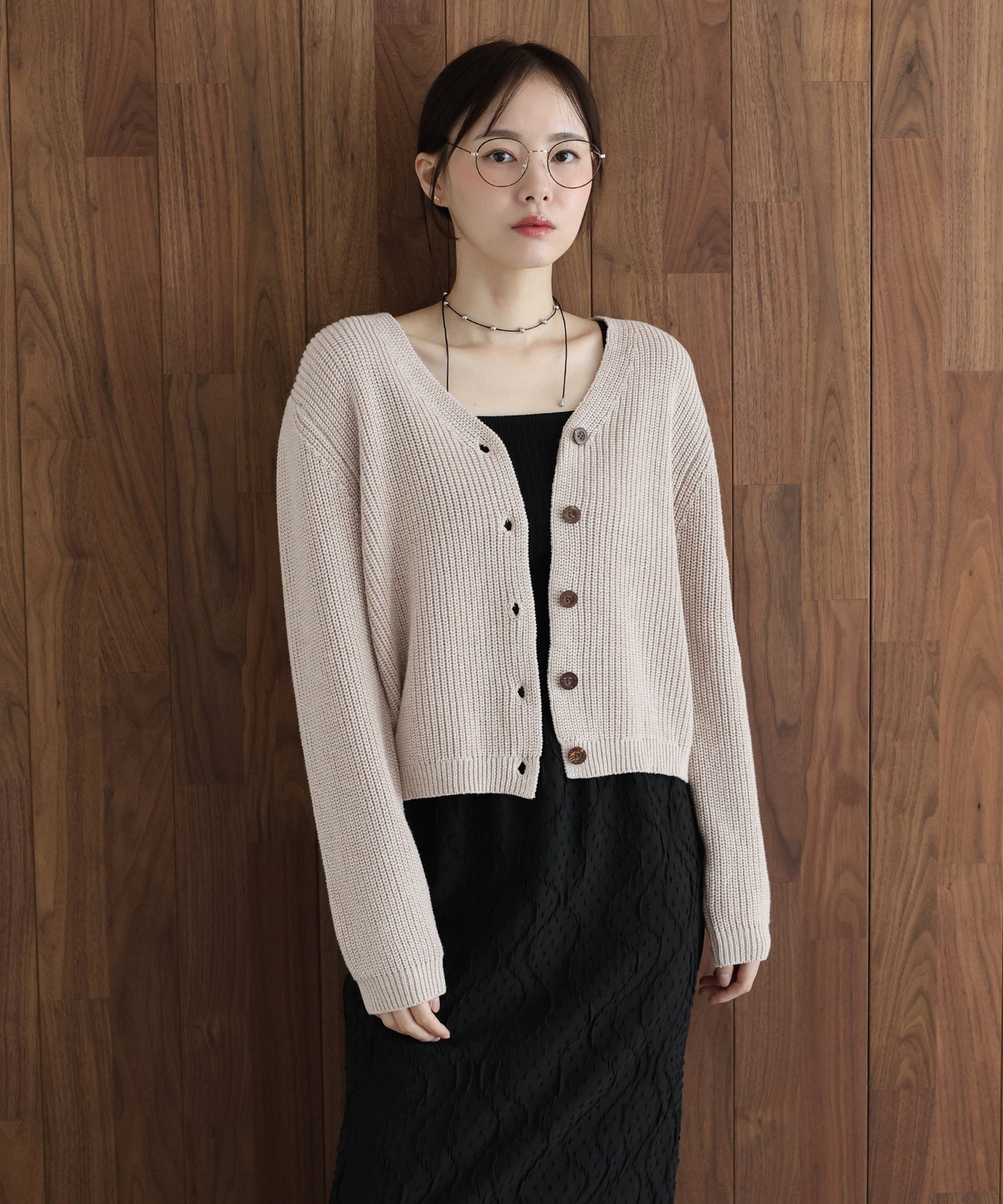 スラブニットＶネックカーディガン