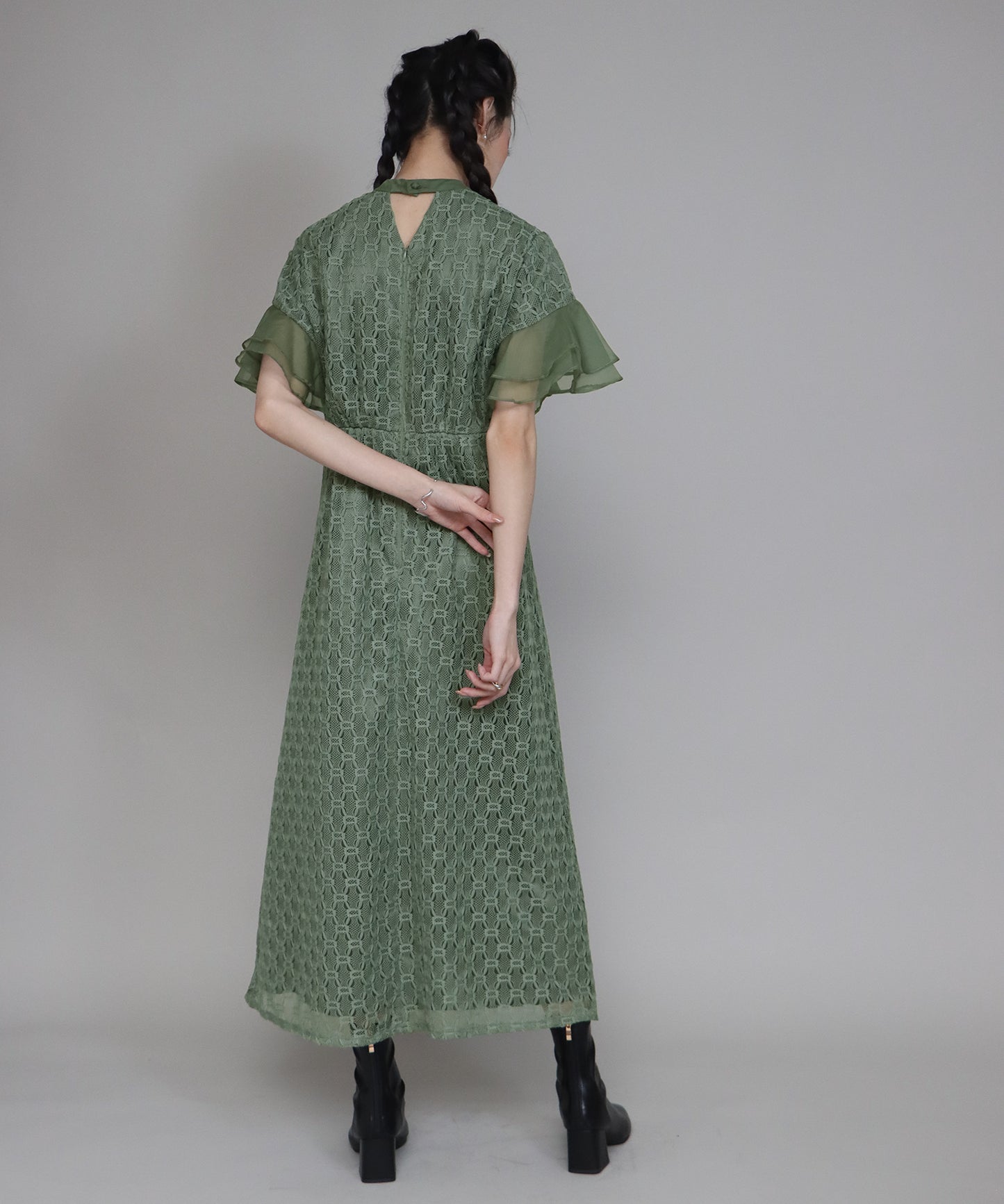 【TIME SALE】日本製 ジオメトリックチェーンレースドレス