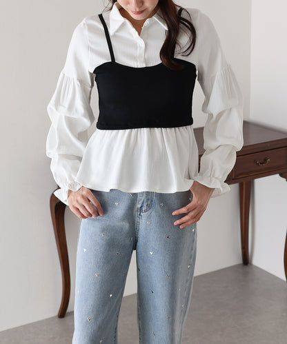 【TIME SALE】ビスチェレイヤードコーデュロイシャツ