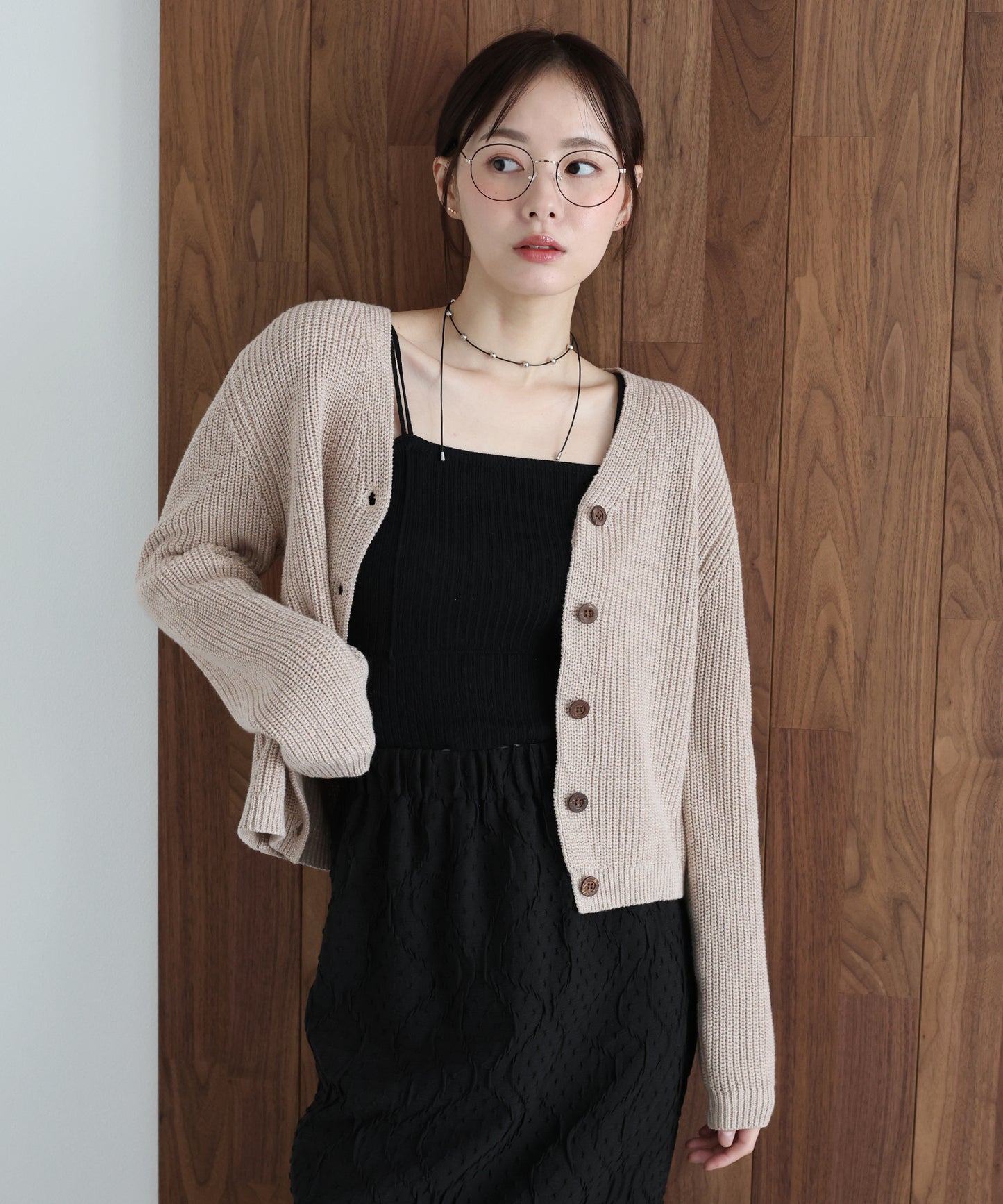 スラブニットＶネックカーディガン