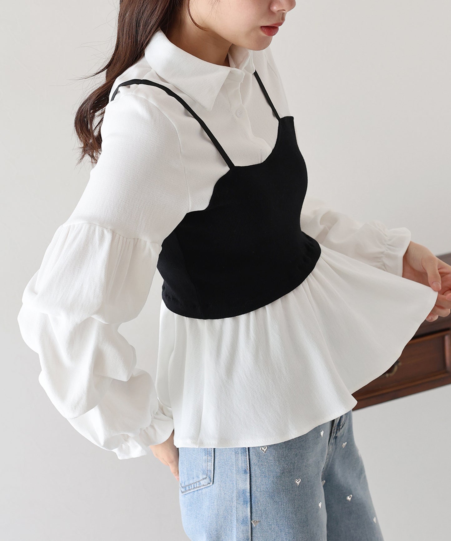 【TIME SALE】ビスチェレイヤードコーデュロイシャツ