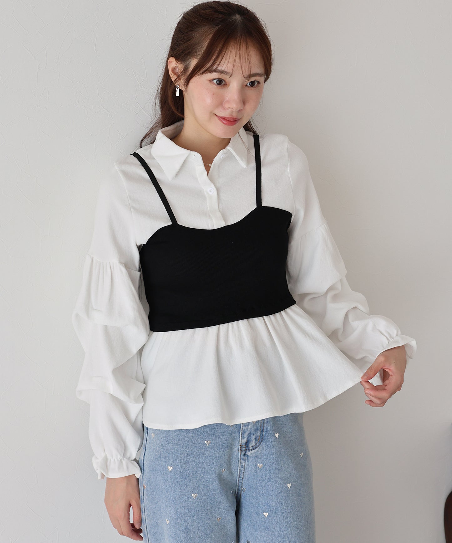 【TIME SALE】ビスチェレイヤードコーデュロイシャツ