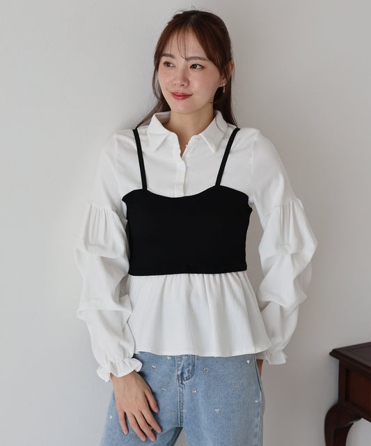 【早割5％OFF】ビスチェレイヤードコーデュロイシャツ