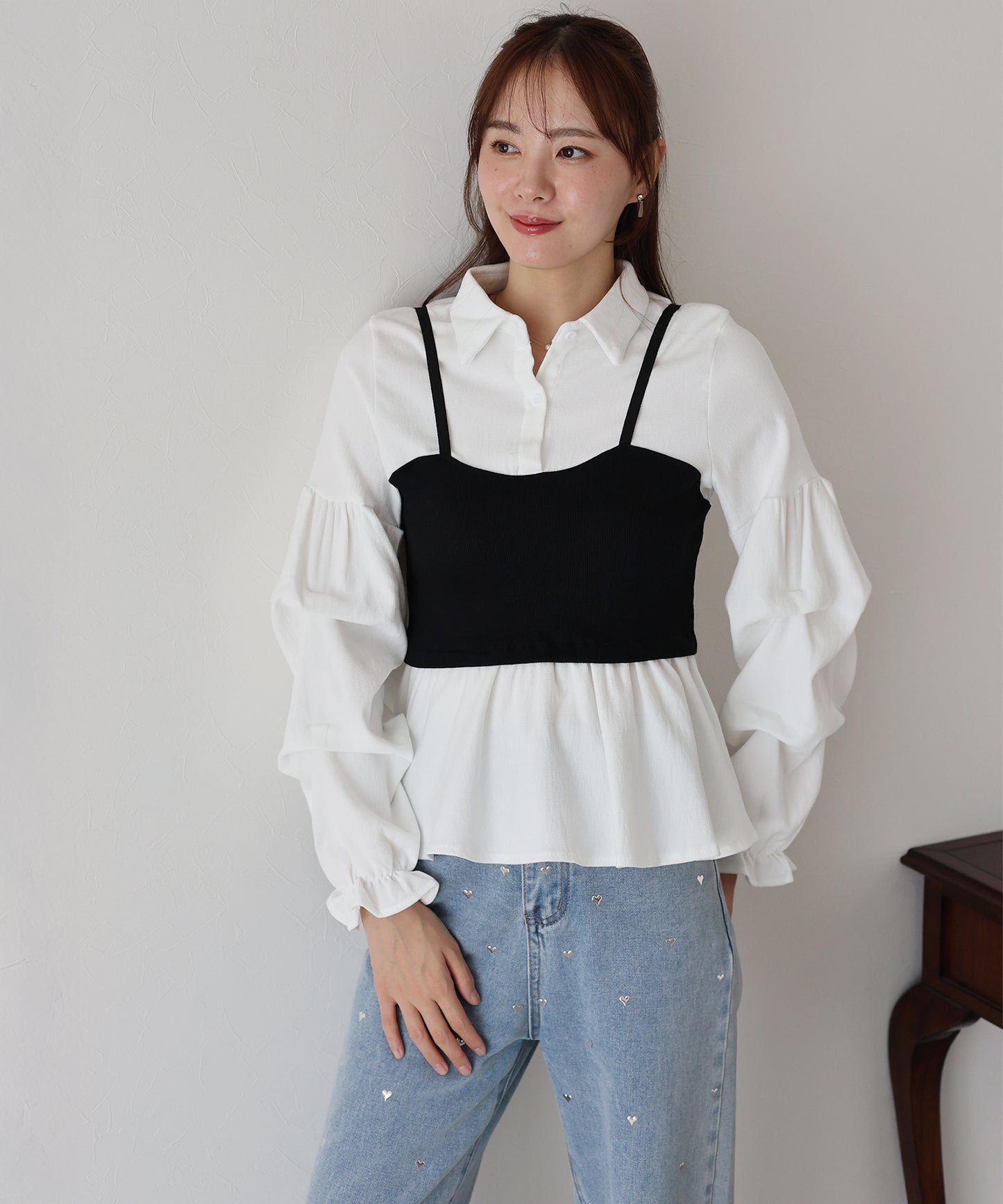 【TIME SALE】ビスチェレイヤードコーデュロイシャツ