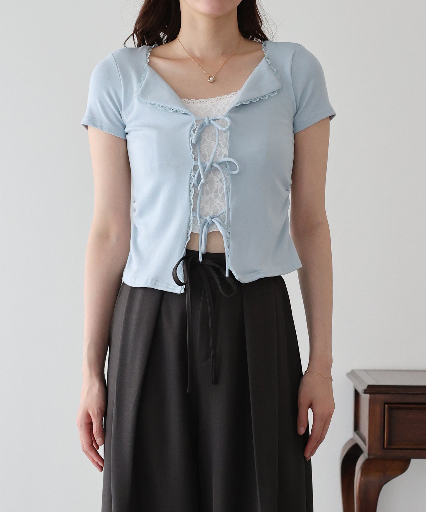 【早割5％OFF】トリムレースリボンカットソー【メール便】