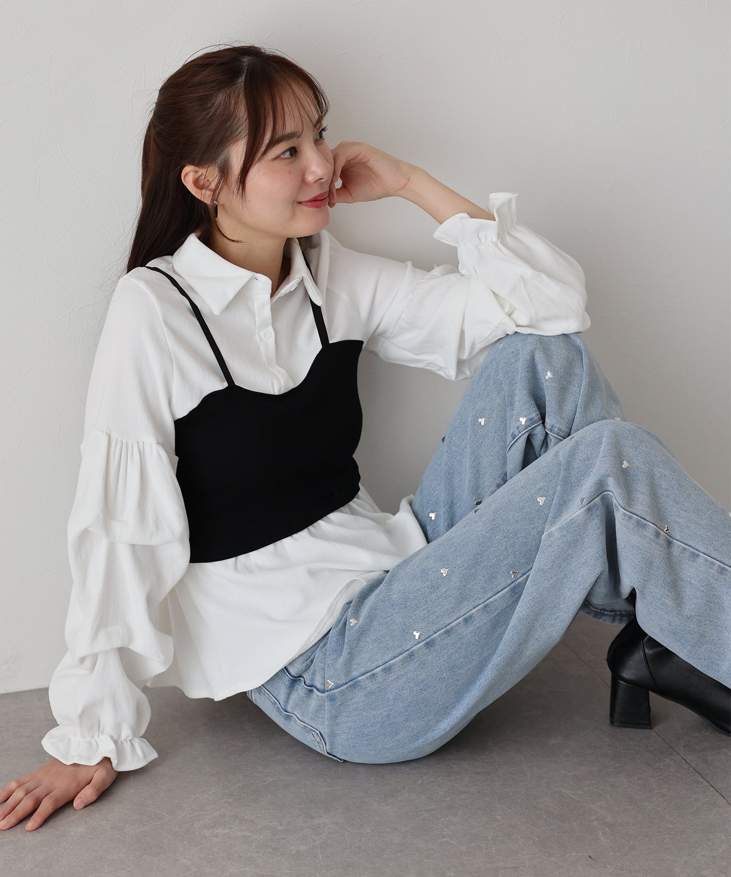 【TIME SALE】ビスチェレイヤードコーデュロイシャツ